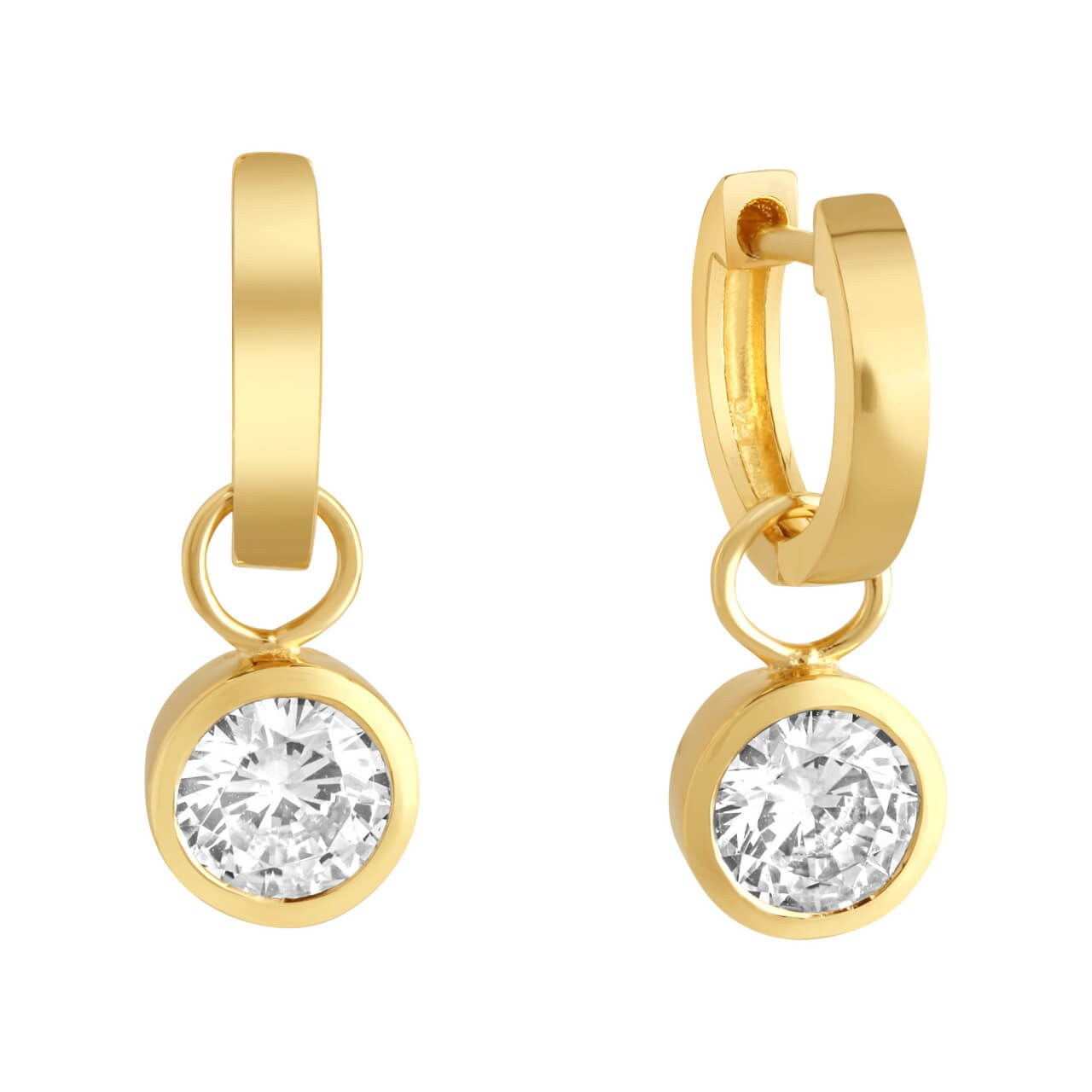 Schmuck Creolen Ohrringe Damen 925 Silber vergoldet Zirkonia weiß 1,4cm, 1 Paar günstig kaufen