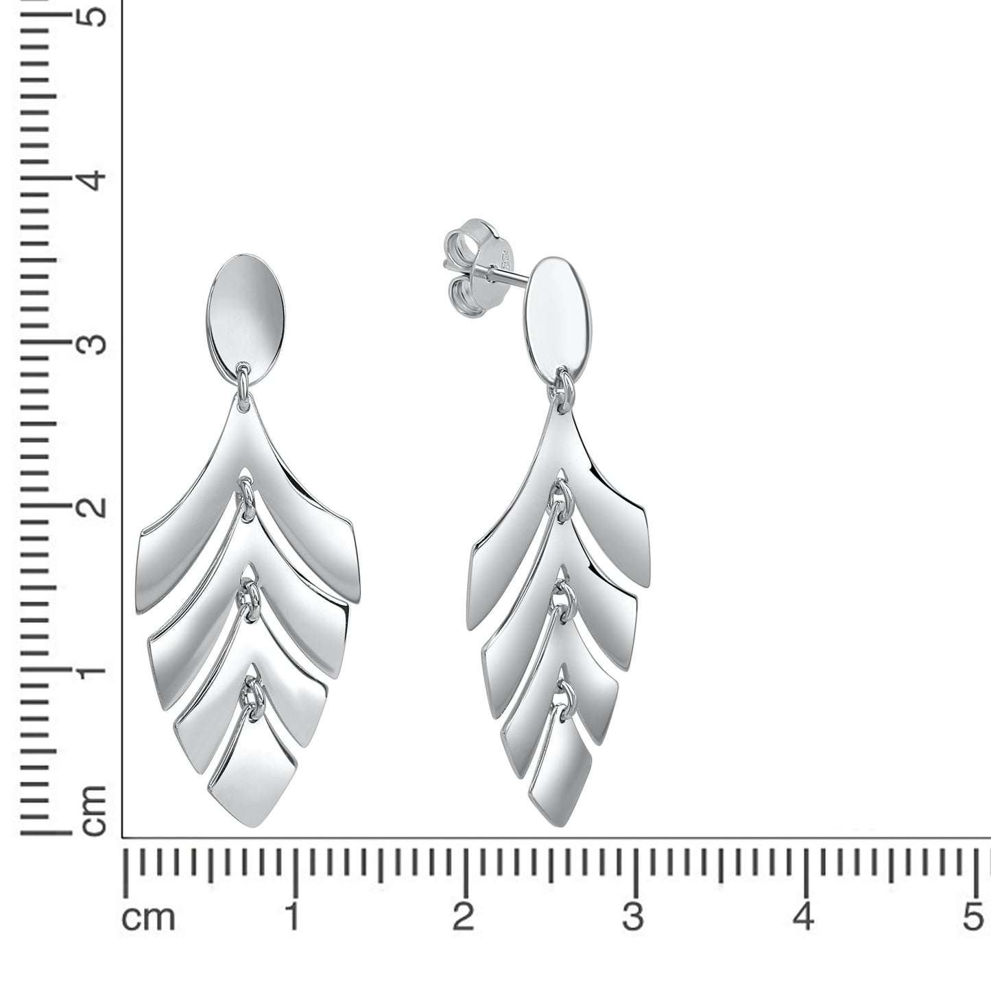 Ohrstecker 925/- Sterling Silber rhodiniert 3,9cm