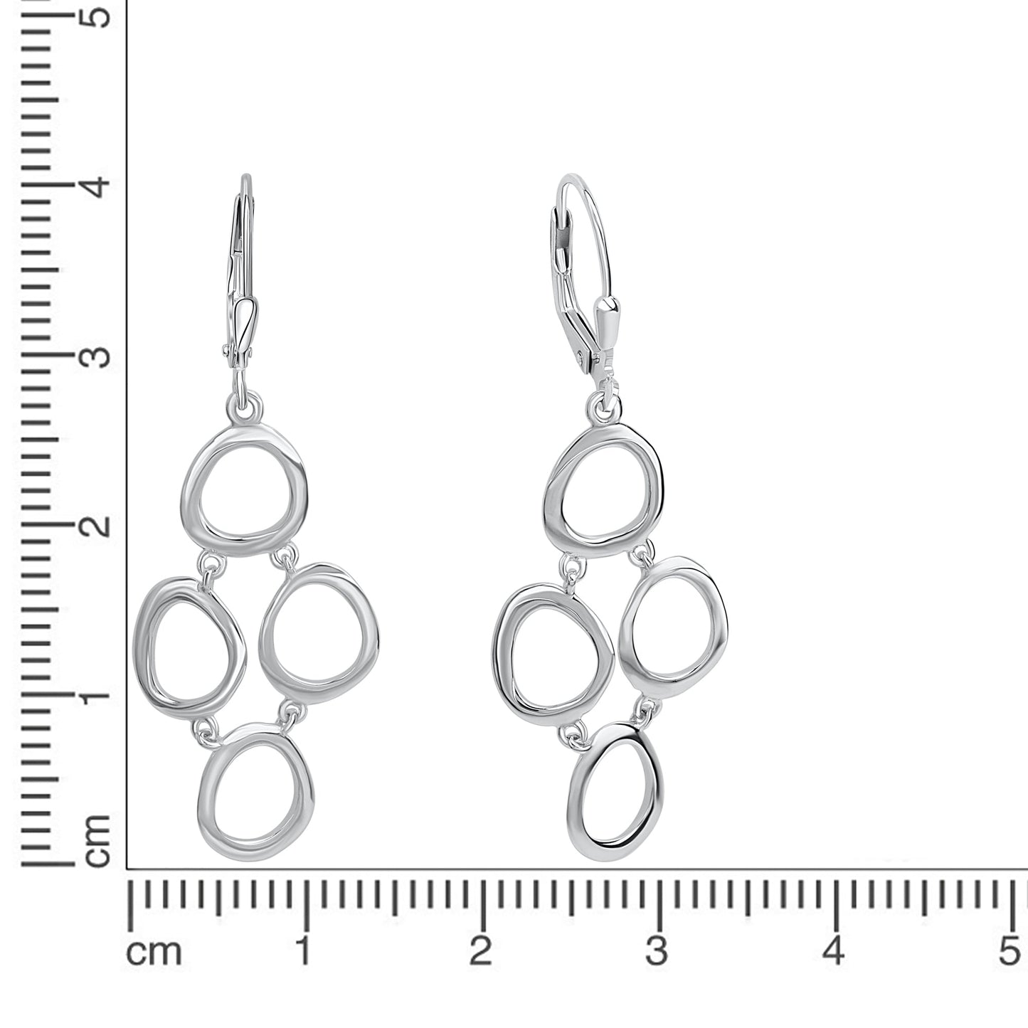 Ohrhänger 925 Silber beweglich 925/- Sterling Silber rhodiniert 4,4cm