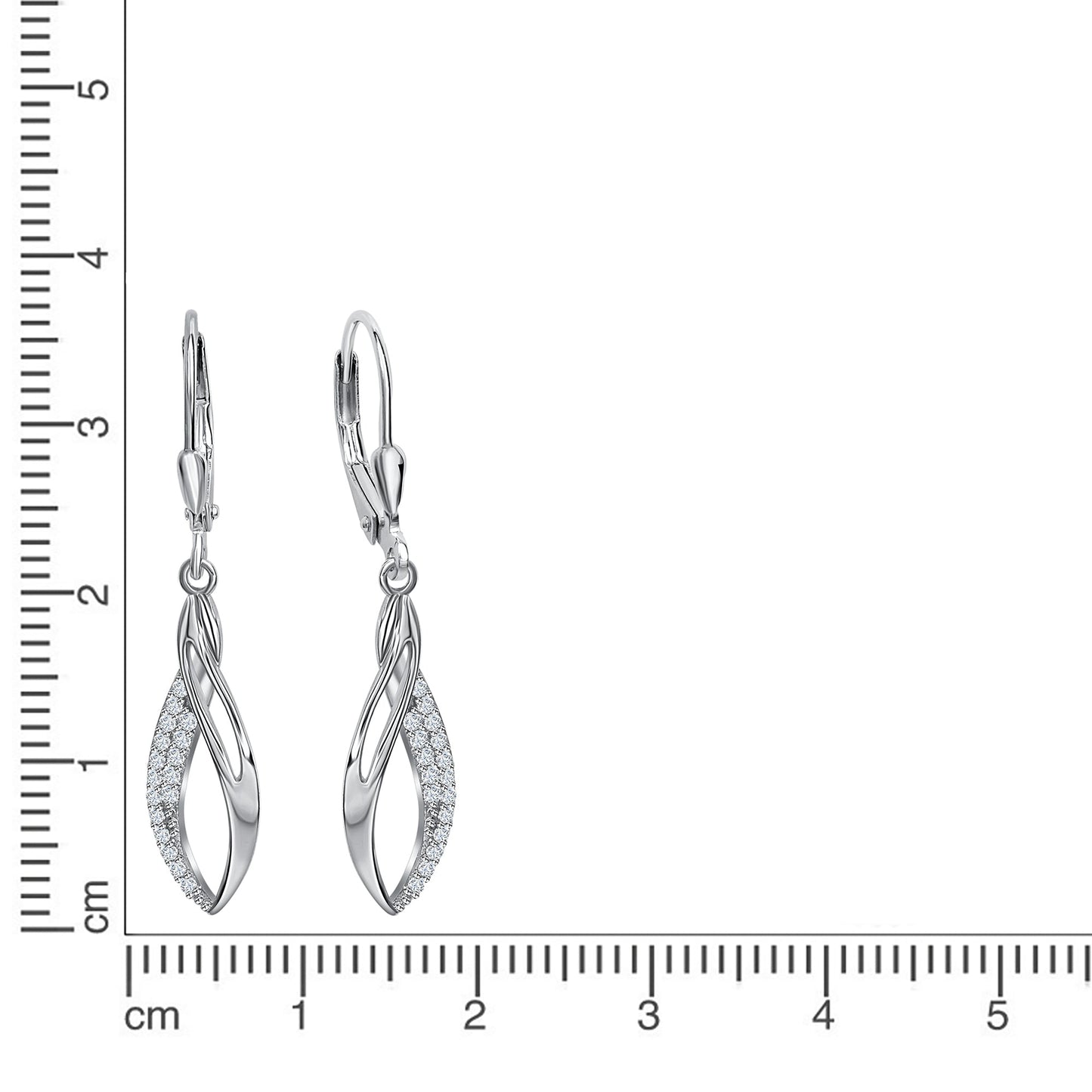 Ohrhänger 925 Silber CZ weiß 925/- Sterling Silber rhodiniert 3,8cm Zirkonia