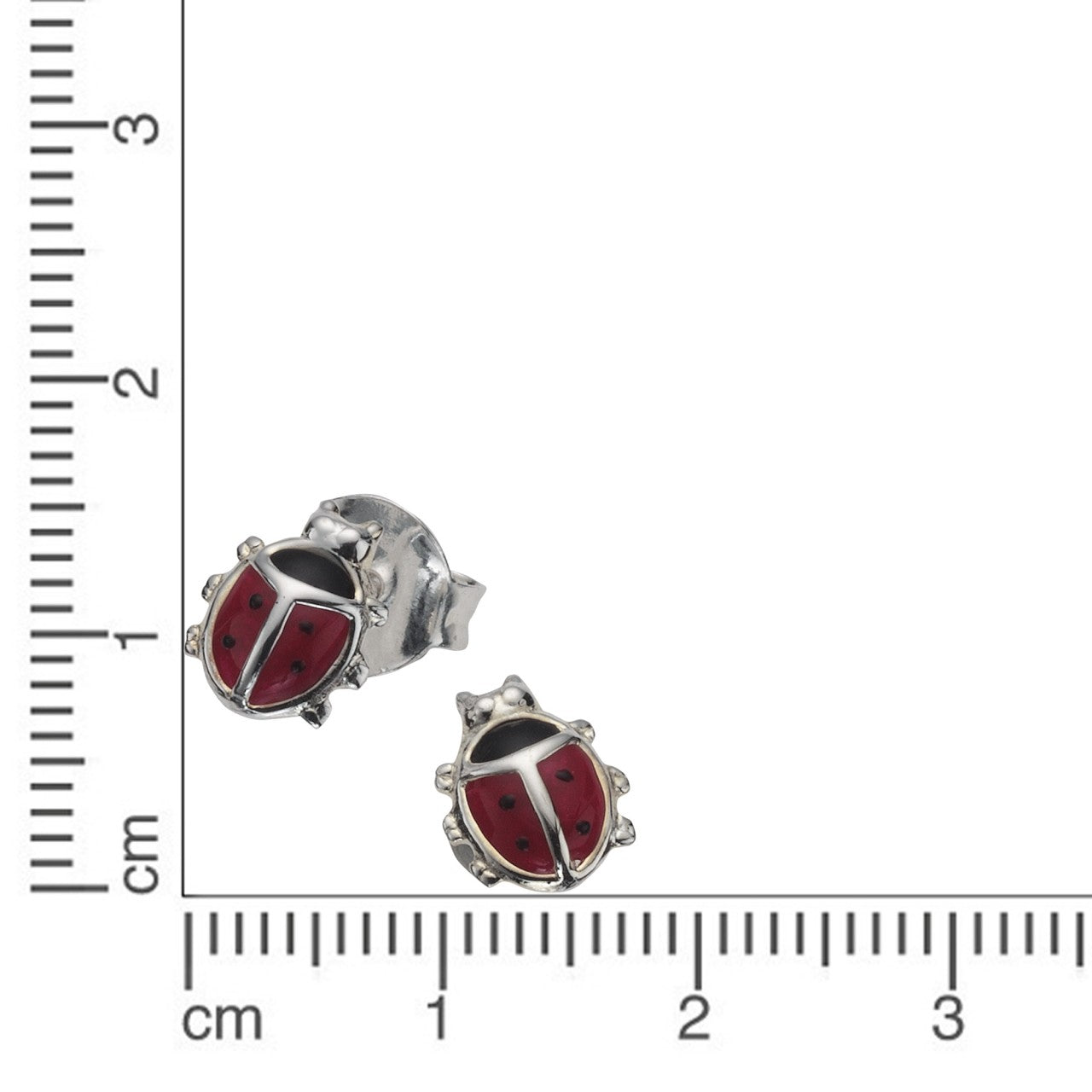 Schmuck Ohrstecker Kinder 925er Sterling Silber Lack rot schwarz 0,8cm, 1 Paar günstig kaufen