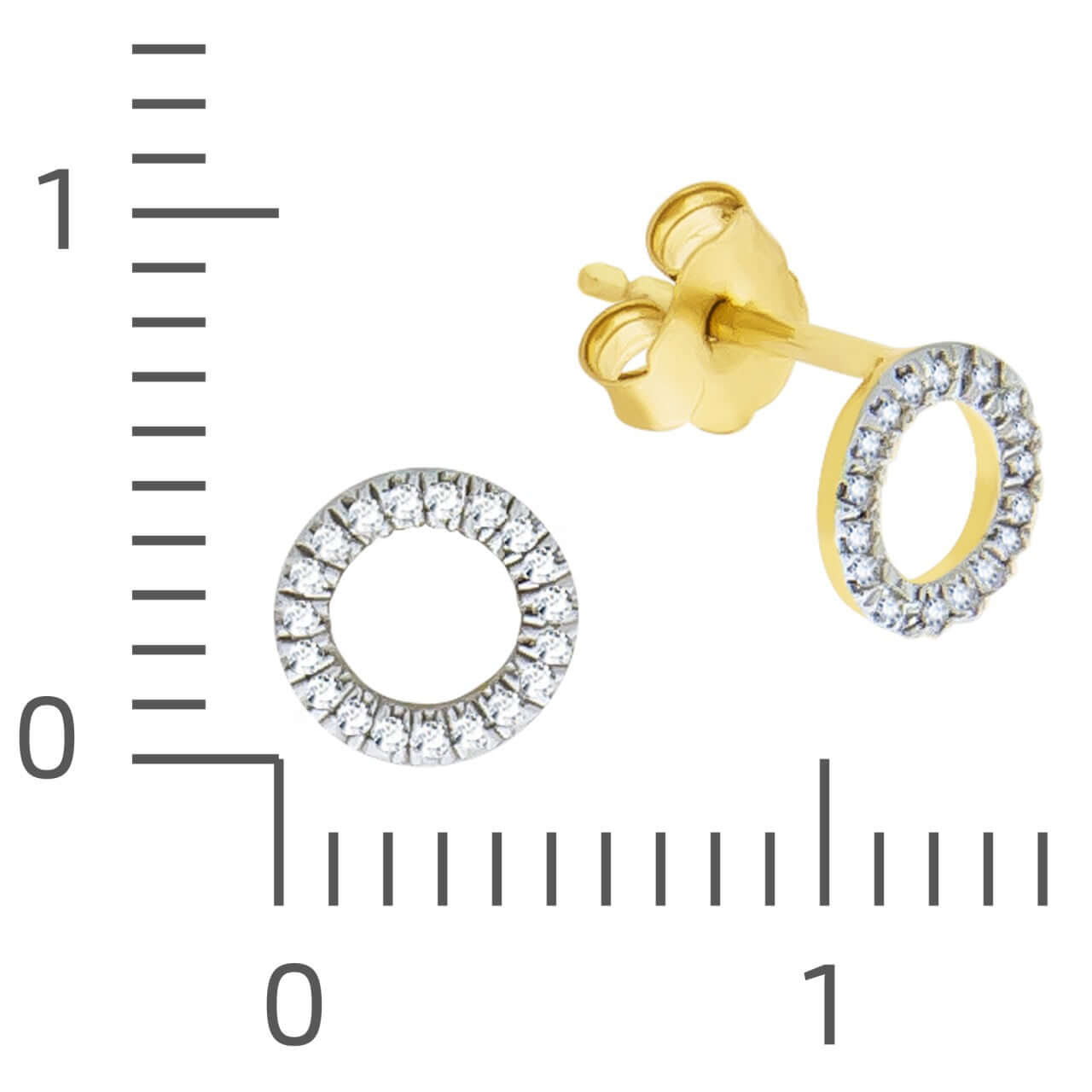 Schmuck Diamant-Ohrstecker Damen 375 Gelbgold zweifarbig 1,0cm, 1 Paar günstig kaufen