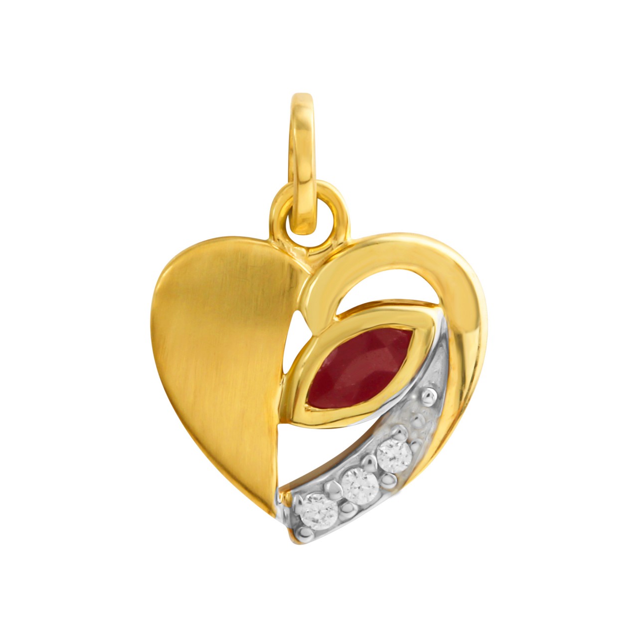Schmuck Halsketten-Anhänger Damen 333 Gelbgold bicolor Motiv Herz Rubin 1,6cm günstig kaufen
