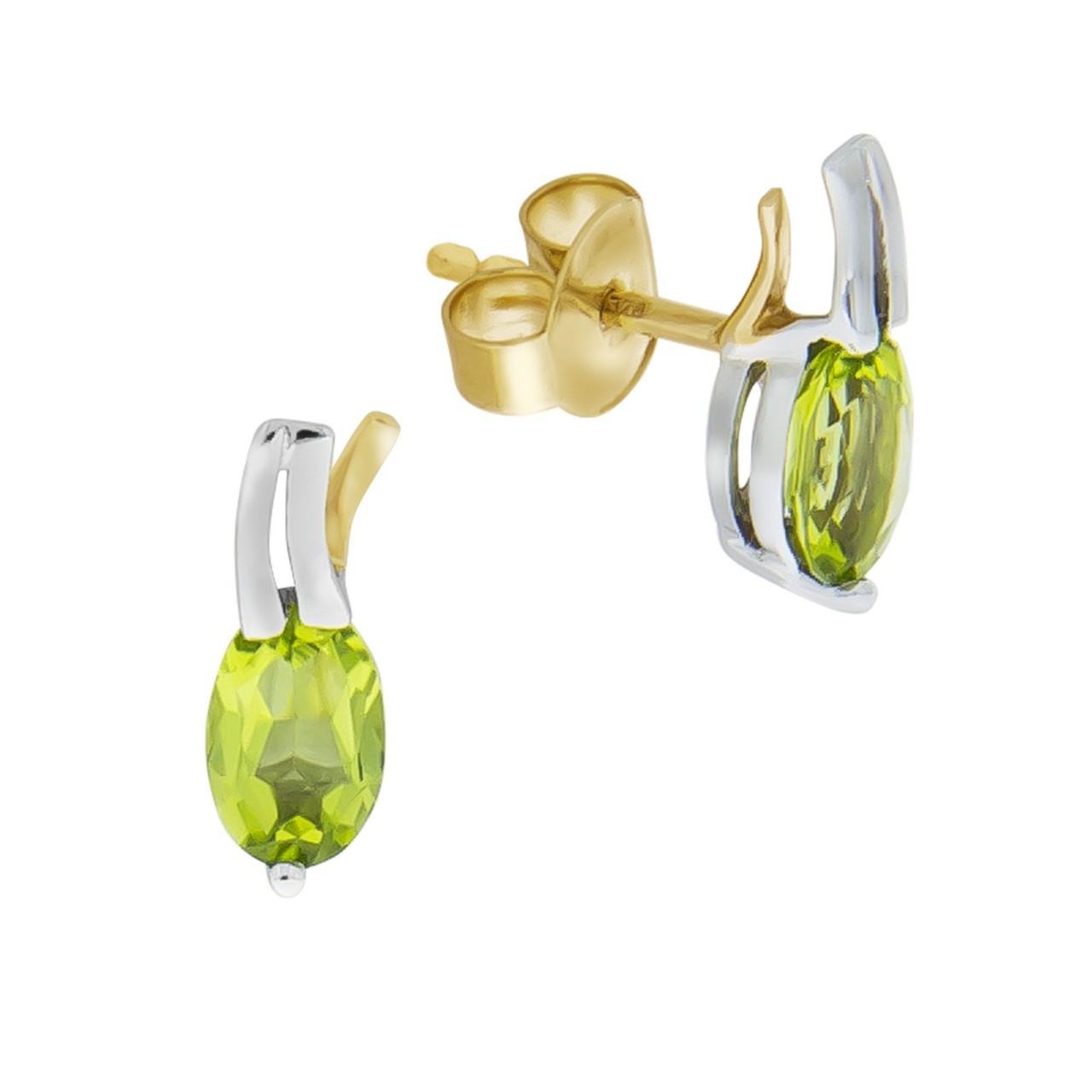 Schmuck Ohrstecker Damen 375er Gelbgold/Weißgold mit Peridot 1,1cm, 1 Paar günstig kaufen