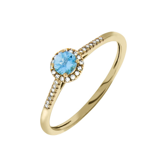 Schmuck Diamant-Ring Damen 375 Gelbgold mit Blautopas günstig kaufen