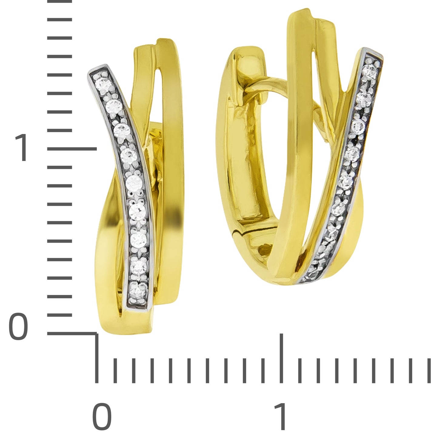 Klappcreolen 333/- Gold rhodiniert (teil) 1,6cm Zirkonia