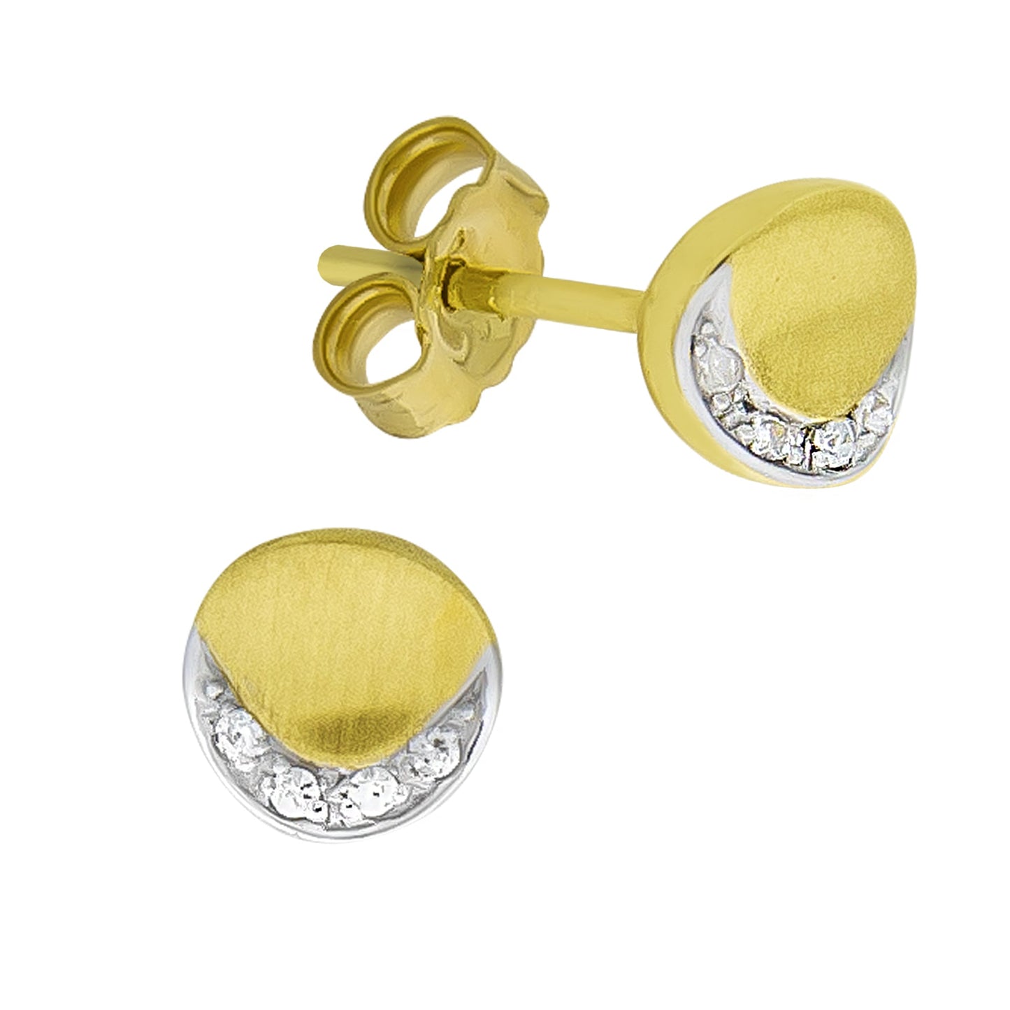 Ohrstecker 333/- Gold rhodiniert (teil) 0,6cm Zirkonia