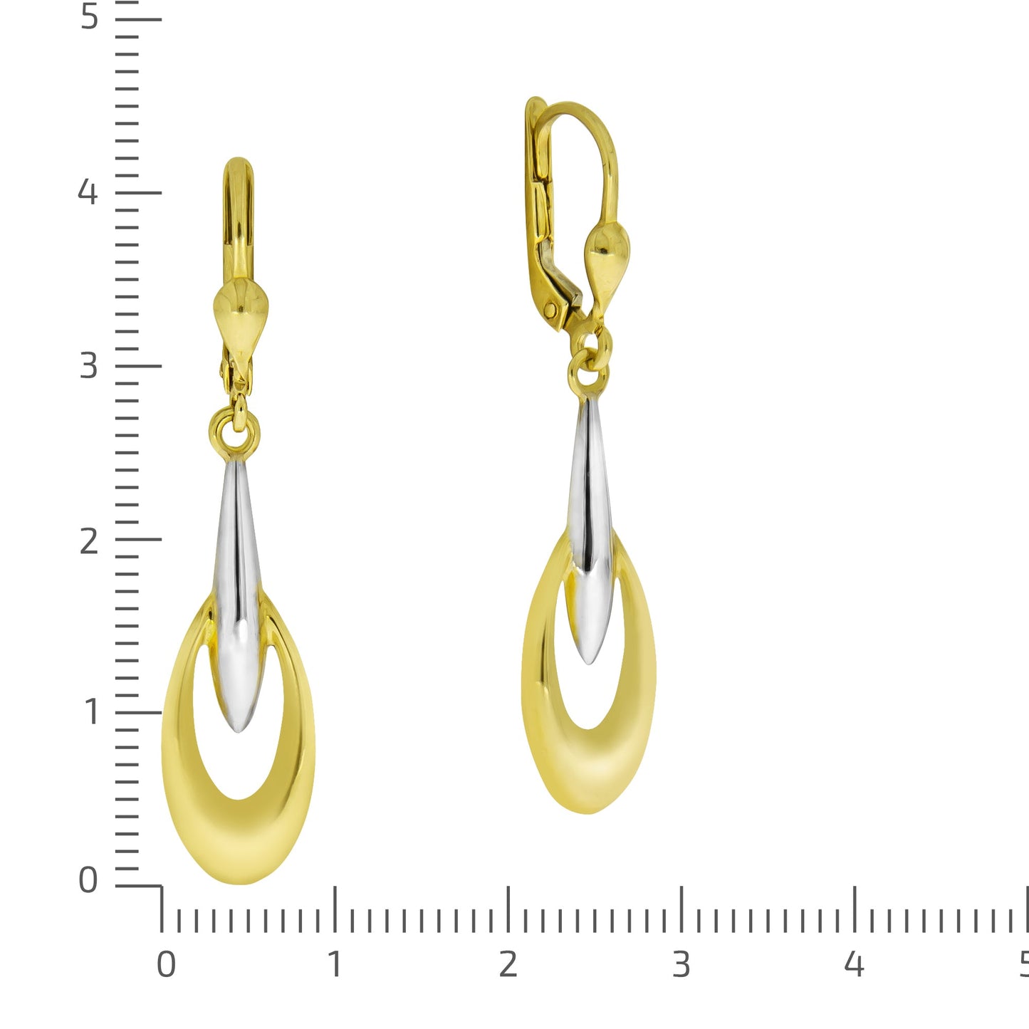 Ohrhänger 333/- Gold rhodiniert (teil) 4,2cm