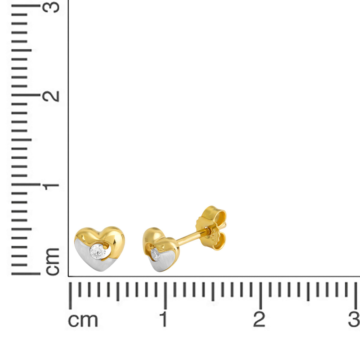 Ohrstecker 333/- Gold rhodiniert (teil) 0,5cm Zirkonia