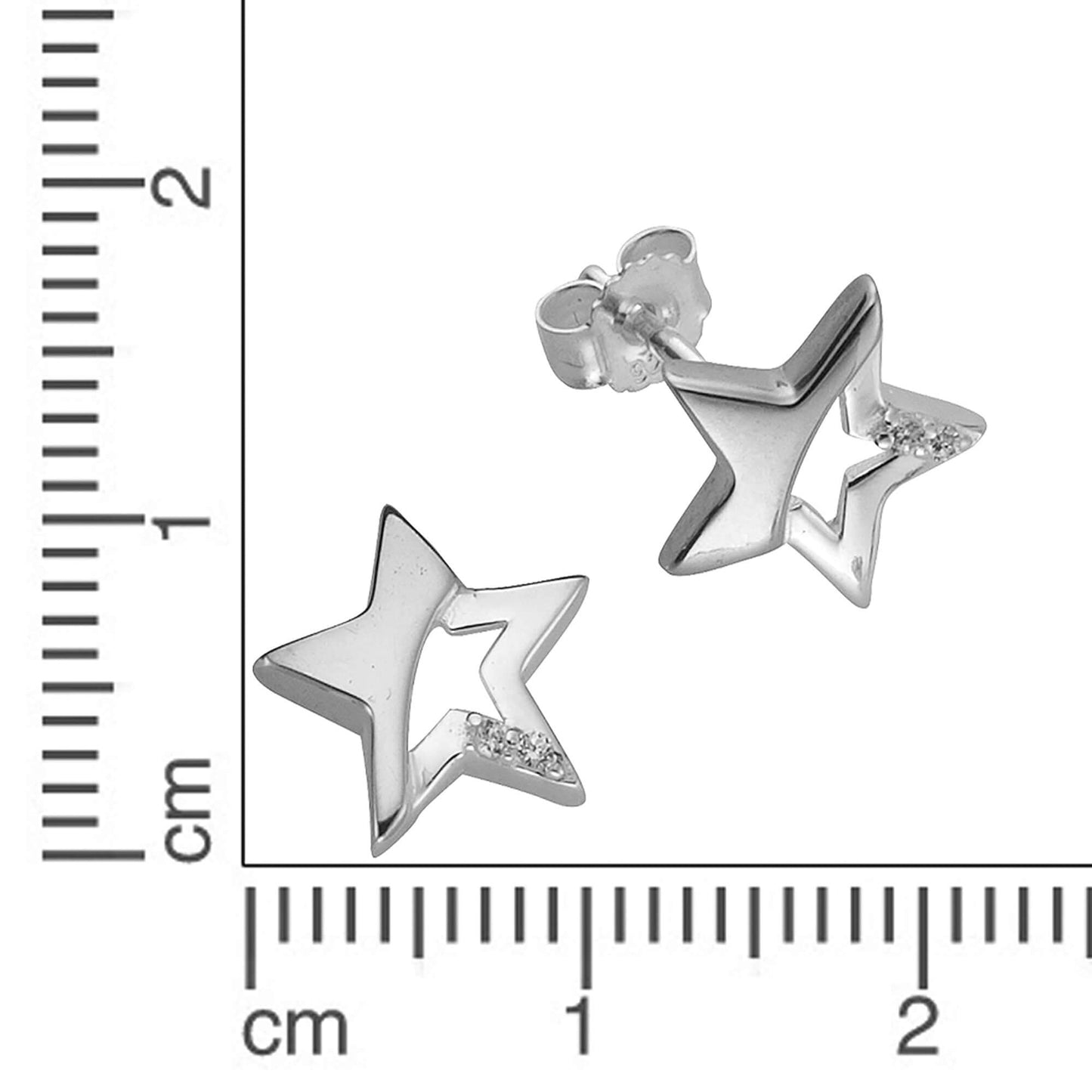 Schmuck Ohrstecker Damen 925 Sterling Silber Stern Zirkonia 0,96cm, 1 Paar günstig kaufen