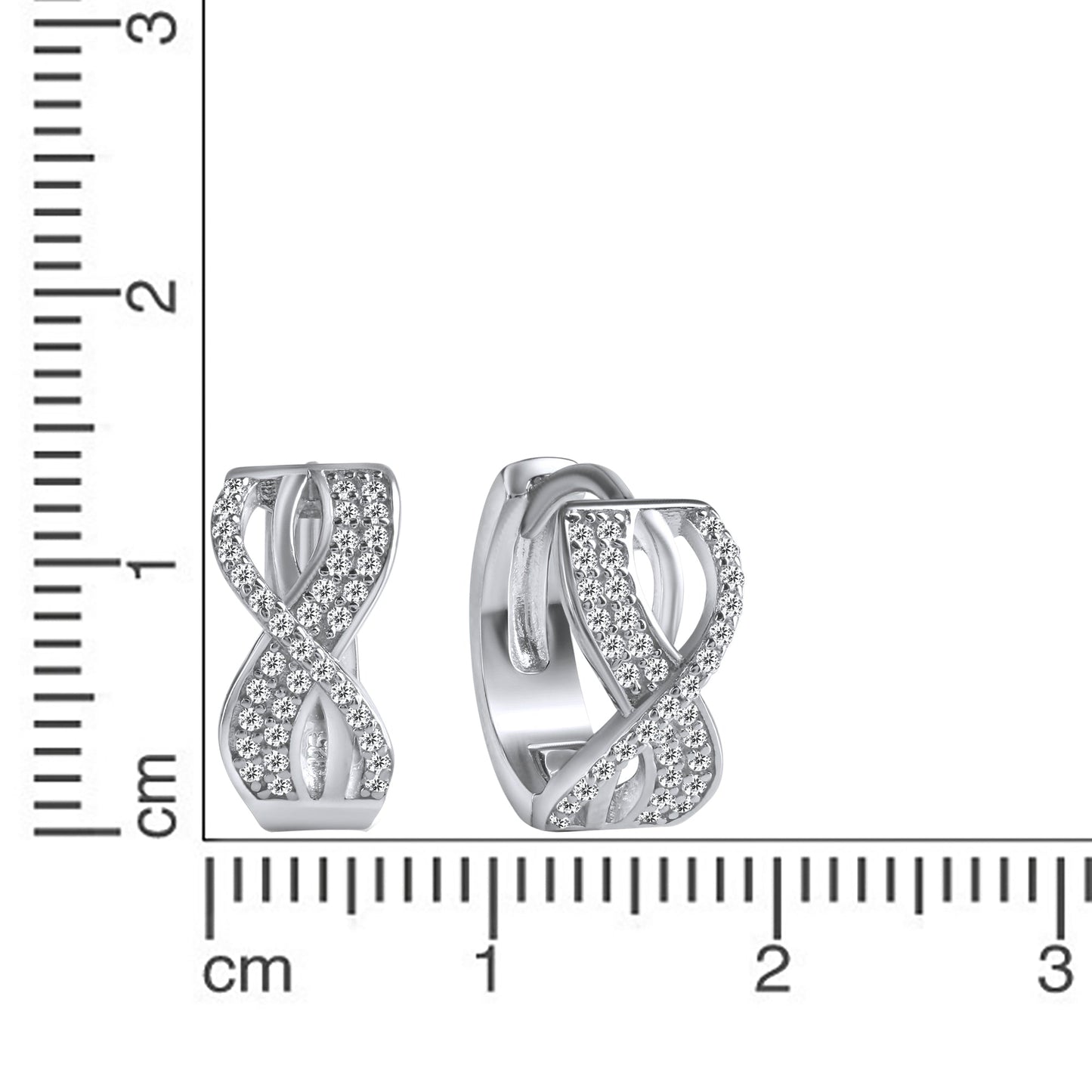 Klappcreolen 925/- Sterling Silber rhodiniert 1,7cm Zirkonia