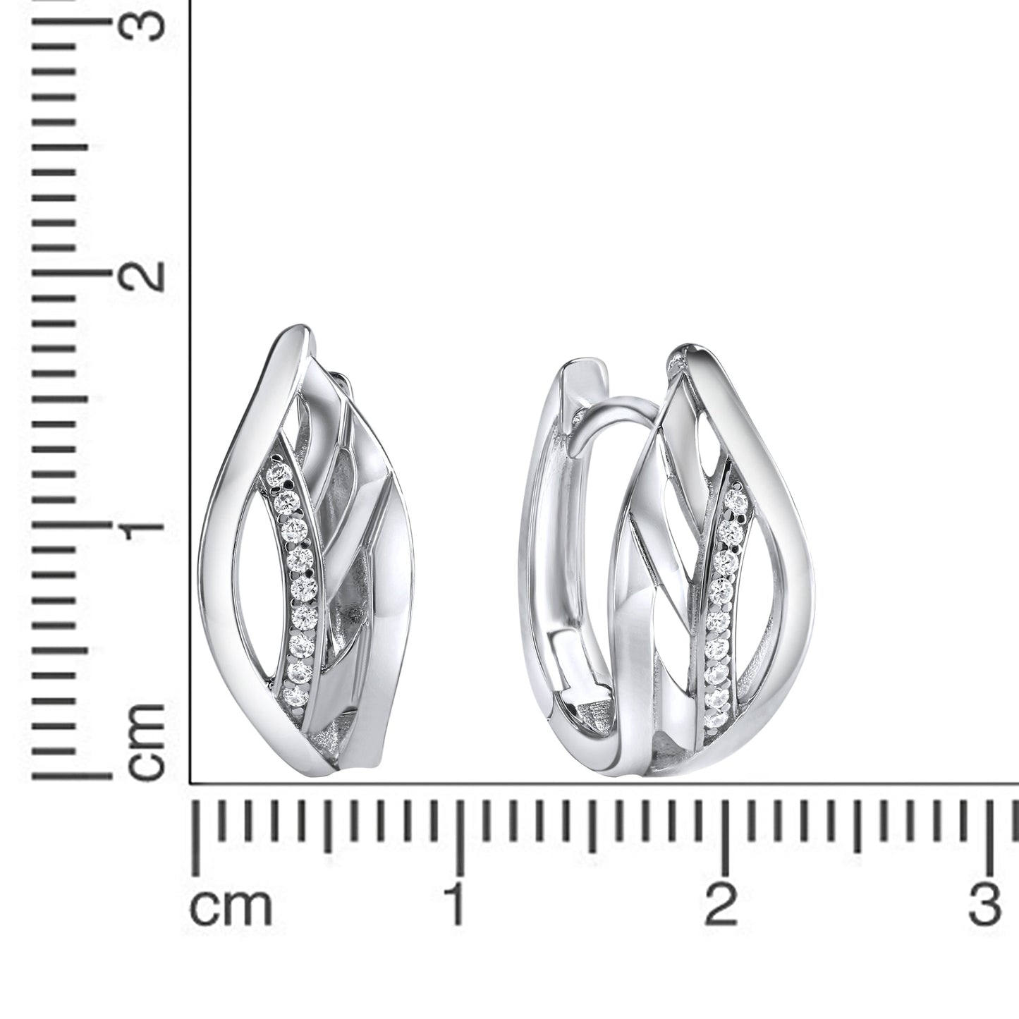 Klappcreolen 925/- Sterling Silber rhodiniert 1,5cm Zirkonia