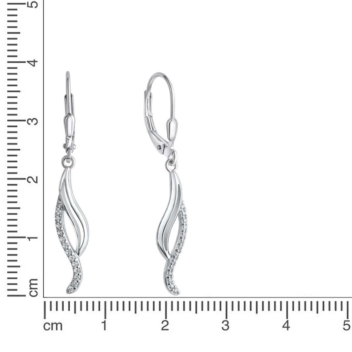 Ohrhänger 925/- Sterling Silber rhodiniert 3,9cm Zirkonia