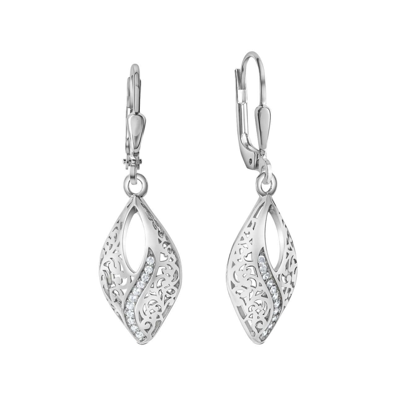 Schmuck Ohrhänger Ohrringe 925-Sterling Silber rhodiniert Zirkonia 3,8cm, 1 Paar günstig kaufen