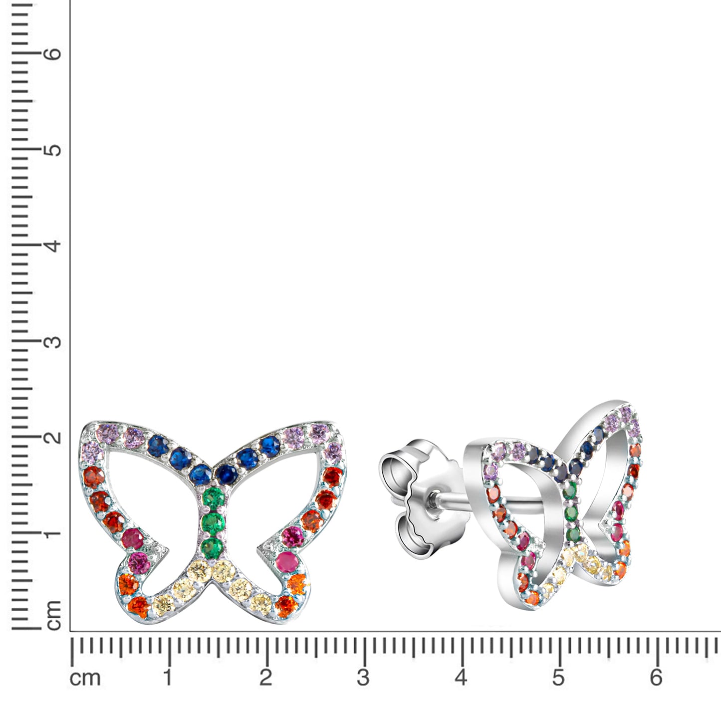 Ohrstecker 925/- Sterling Silber rhodiniert 0,8cm Kristall