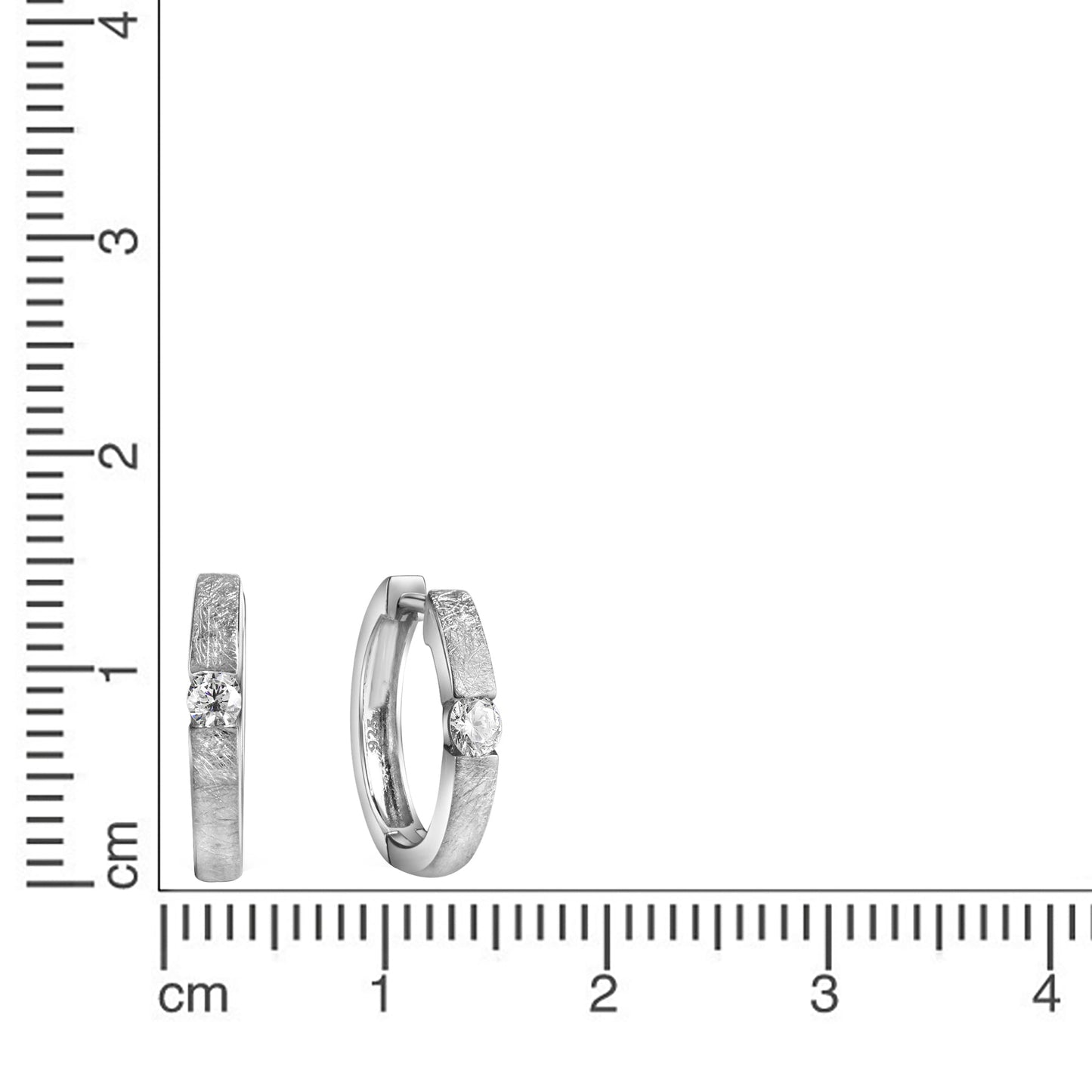 Klappcreolen 925/- Sterling Silber rhodiniert 1,7cm Zirkonia