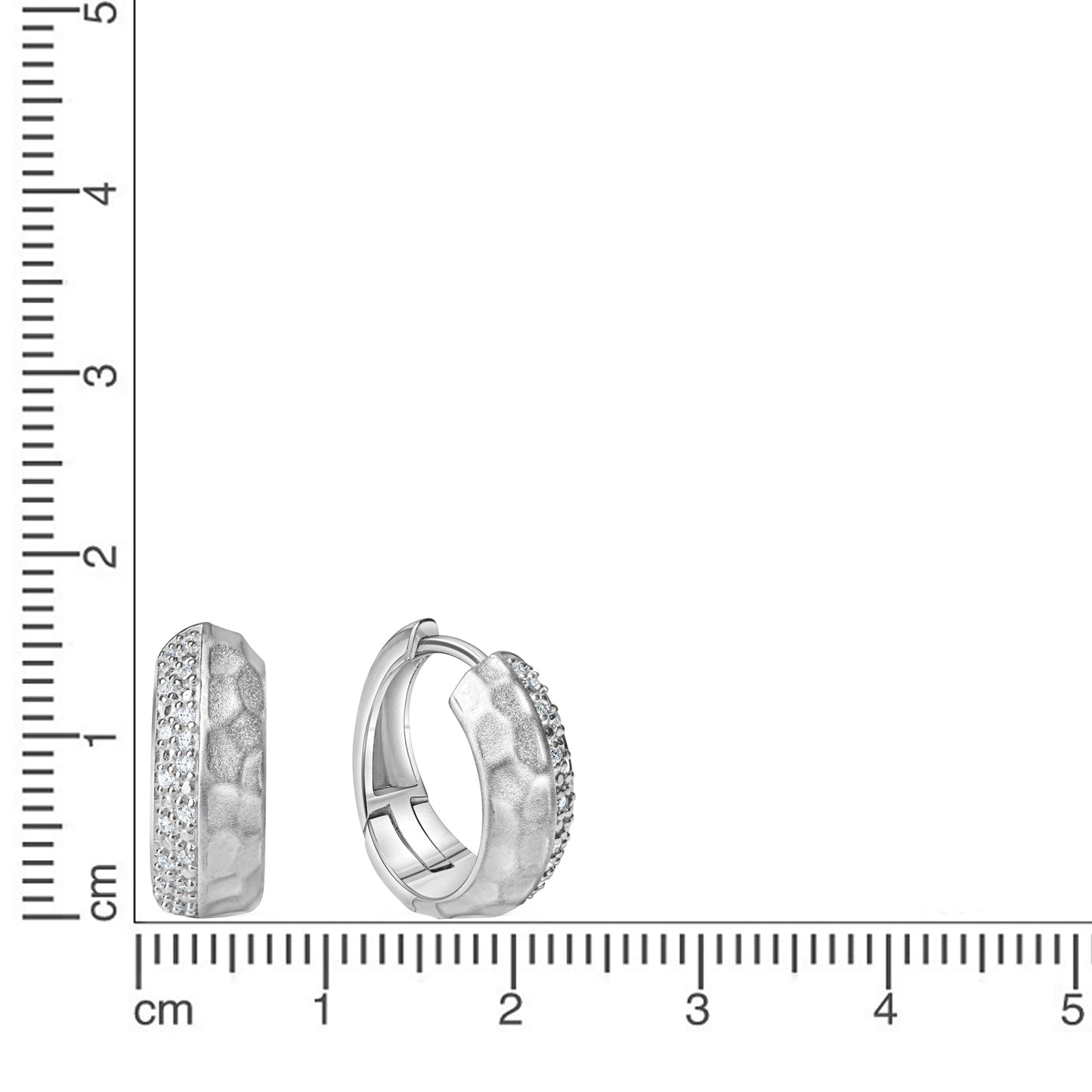 Creolen 925/- Sterling Silber rhodiniert 1,5cm Zirkonia