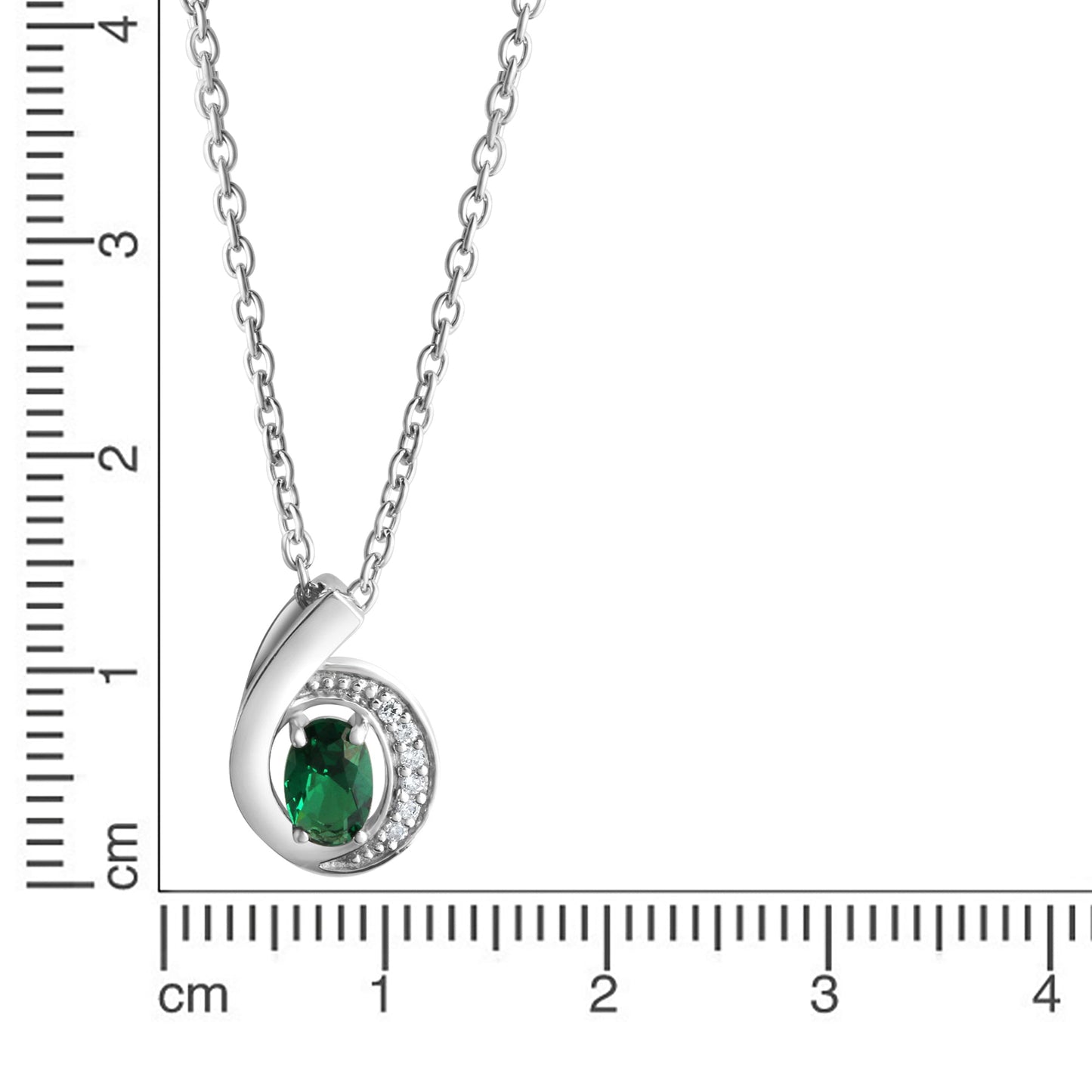 Anhänger mit Kette Ankerkette 925/- Sterling Silber rhodiniert 45,0cm synth.Smaragd