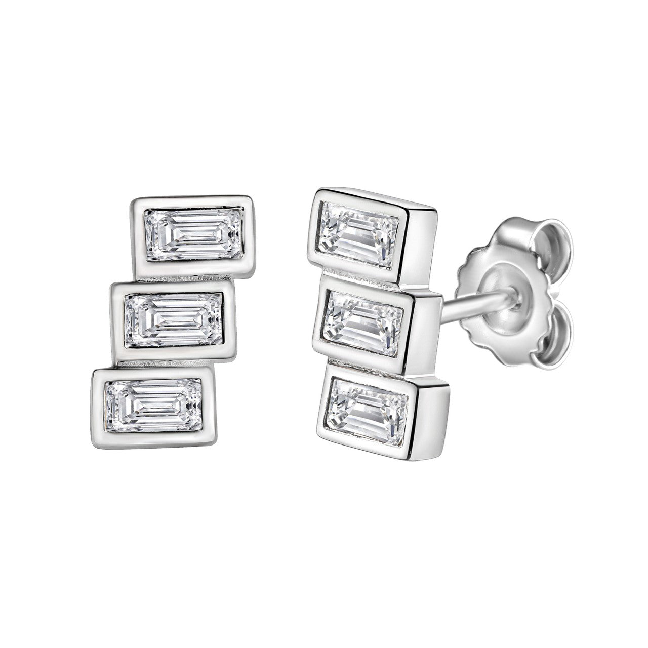 Schmuck Ohrstecker Damen 925-Sterling Silber rhodiniert Zirkonia 1,0cm, 1 Paar günstig kaufen