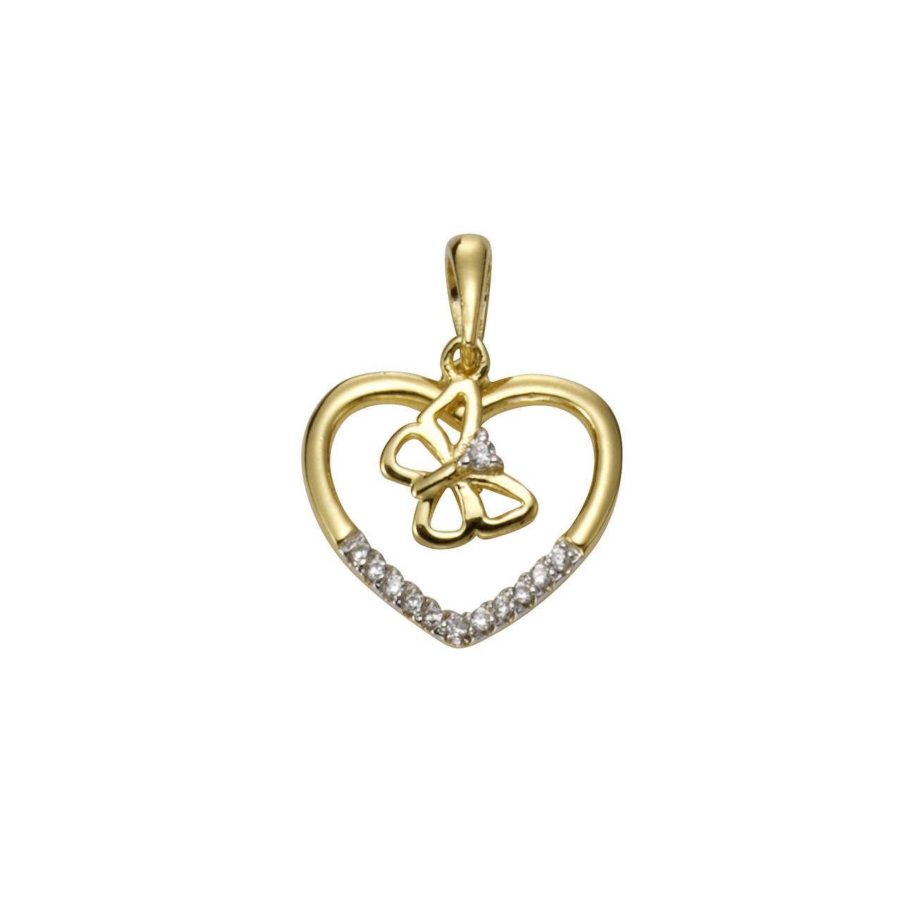Schmuck Halsketten-Anhänger Damen 925-Sterling Silber vergoldet Zirkonia Herz 2,0cm günstig kaufen