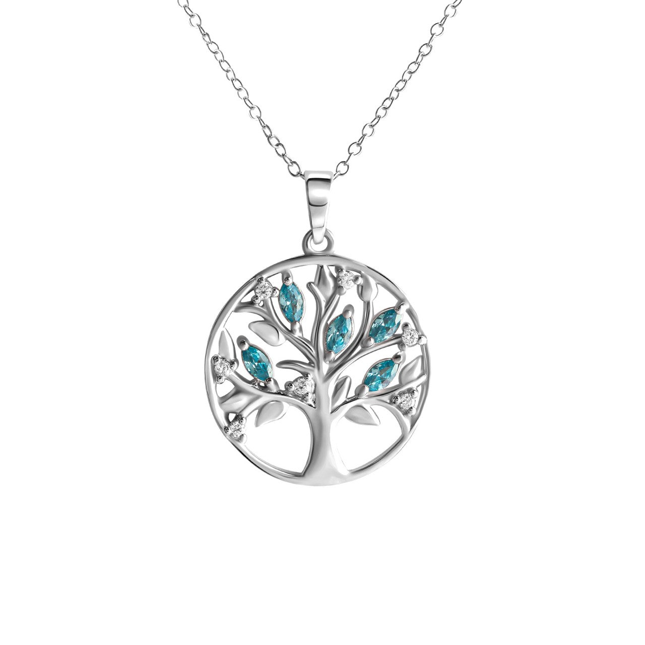 Schmuck Lebensbaum-Halsketten-Anhänger mit Halskette Damen 925-Sterling Silber rhodiniert Zirkonia Lebensbaum 42+3cm günstig kaufen