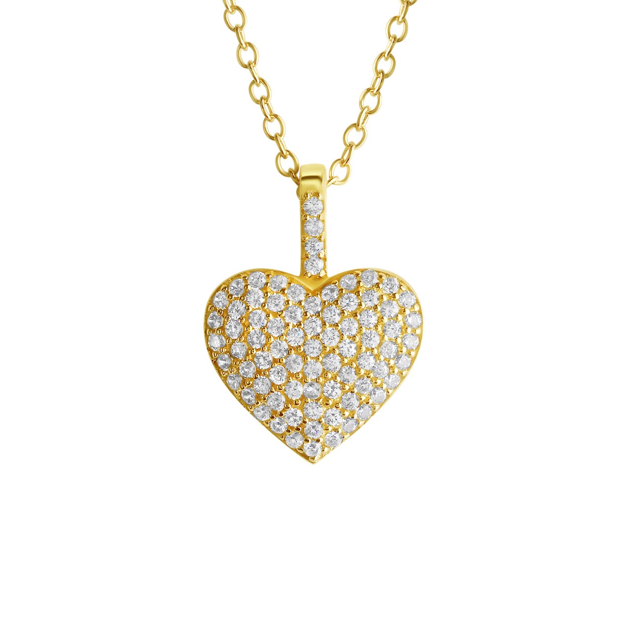 Schmuck Herz-Halsketten-Anhänger mit Halskette Damen 925-Sterling Silber vergoldet Zirkonia 42+3cm günstig kaufen