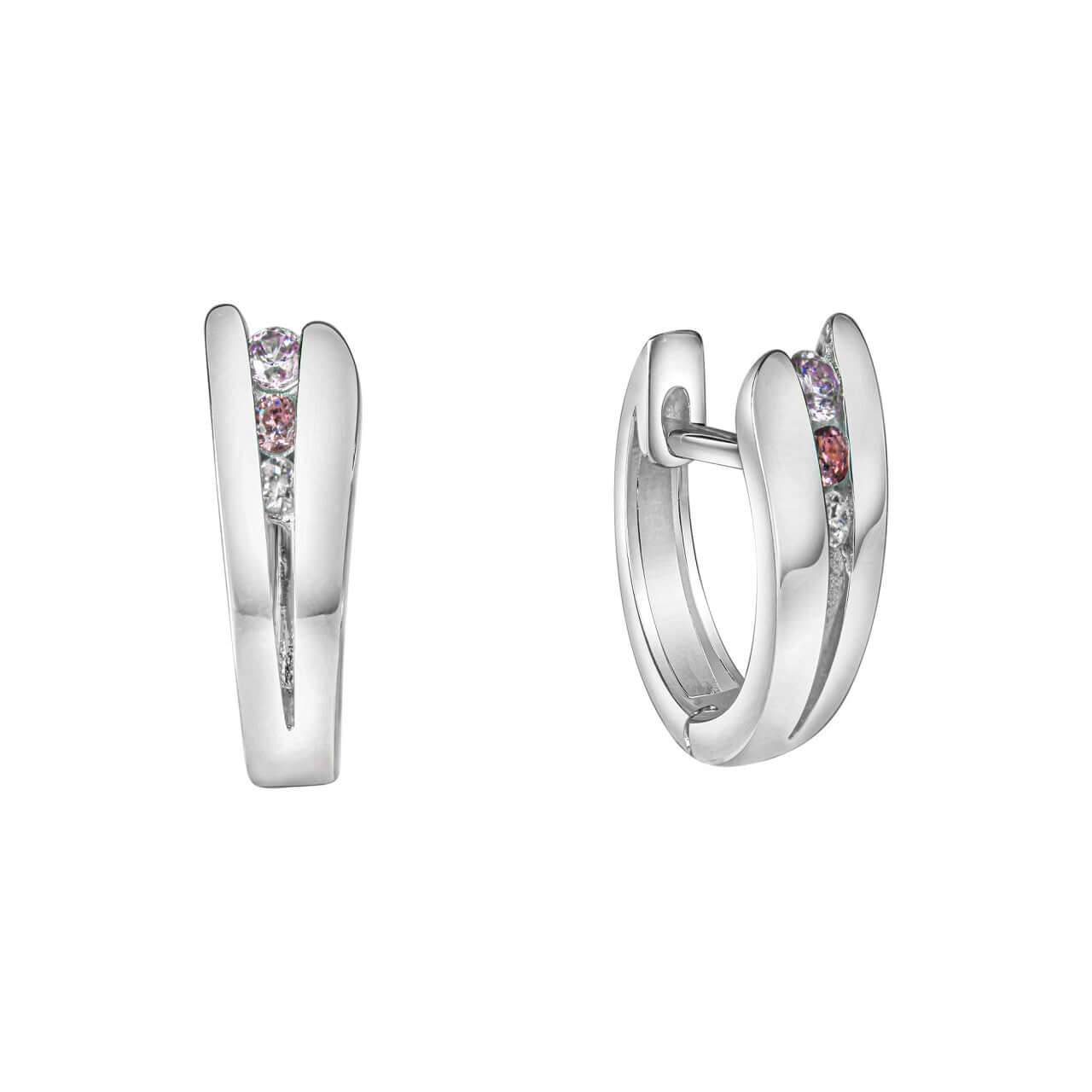 Schmuck Klappcreolen Ohrringe Damen 925-Sterling Silber rhodiniert Zirkonia 1,4cm, 1 Paar günstig kaufen