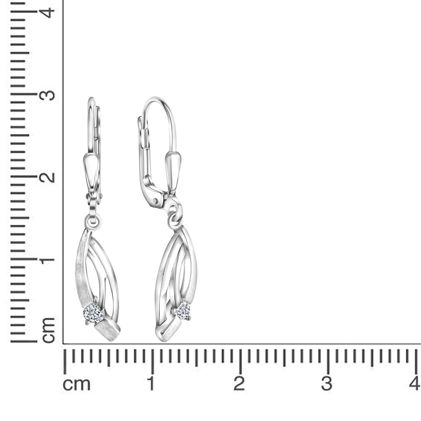 Ohrhänger 925/- Sterling Silber rhodiniert 1,4cm Zirkonia