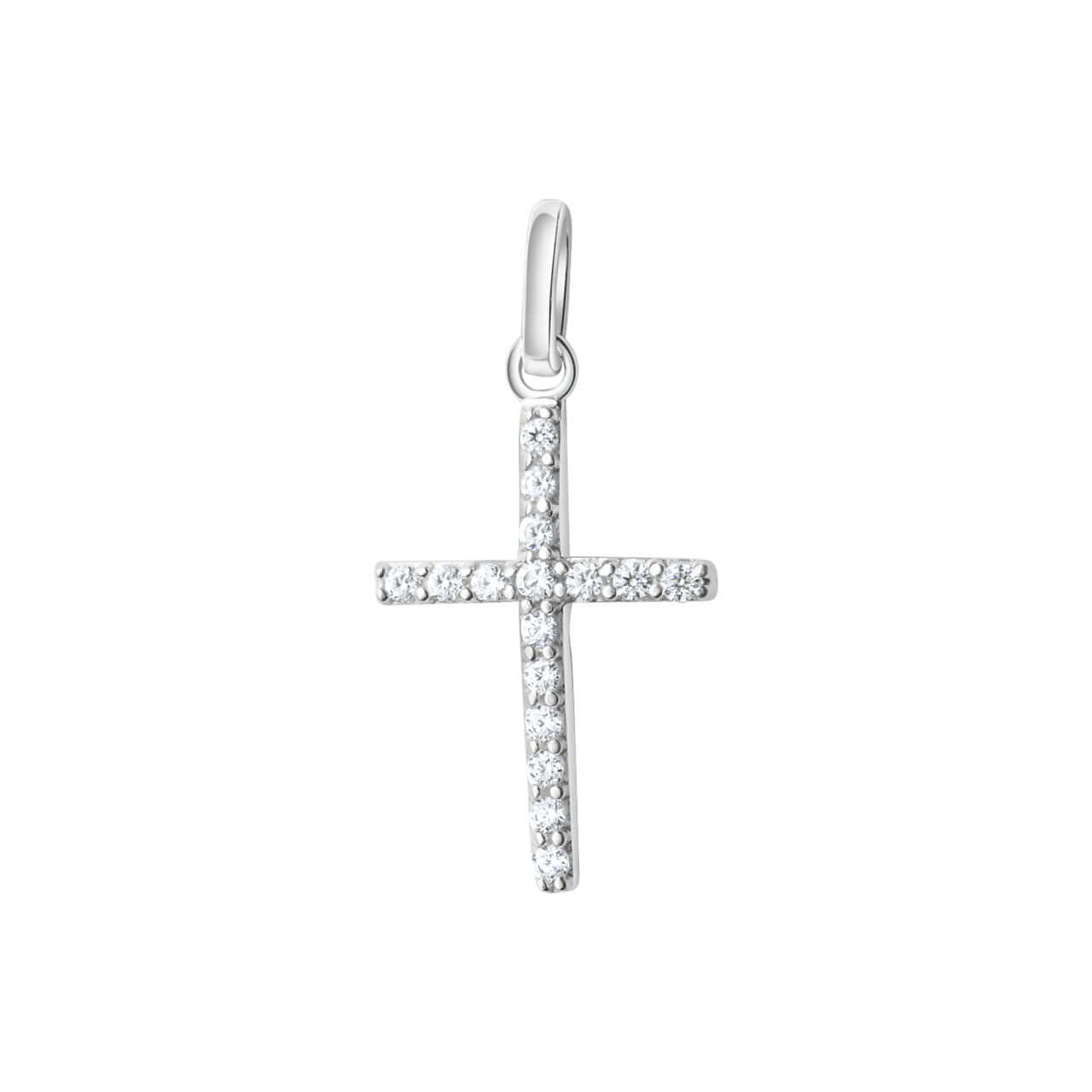 Schmuck Halsketten-Anhänger Damen 925-Sterling Silber rhodiniert Zirkonia Kreuz 2,3cm günstig kaufen
