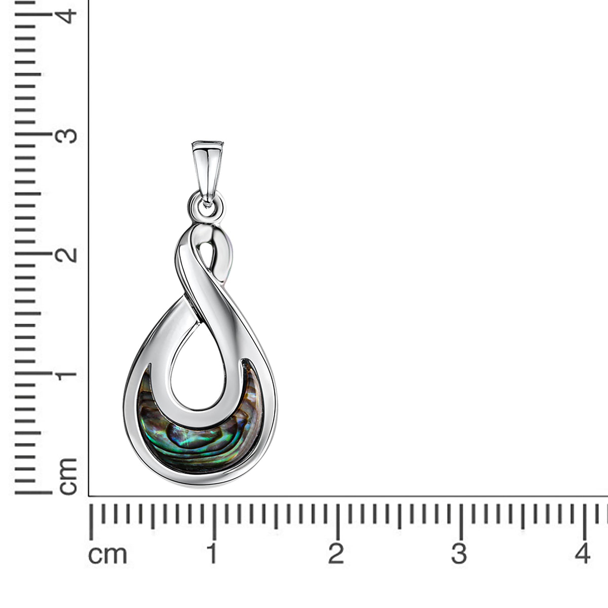 Anhänger aus 925/- Sterling Silber rhodiniert oval 3,5 cm lang Abalone grün