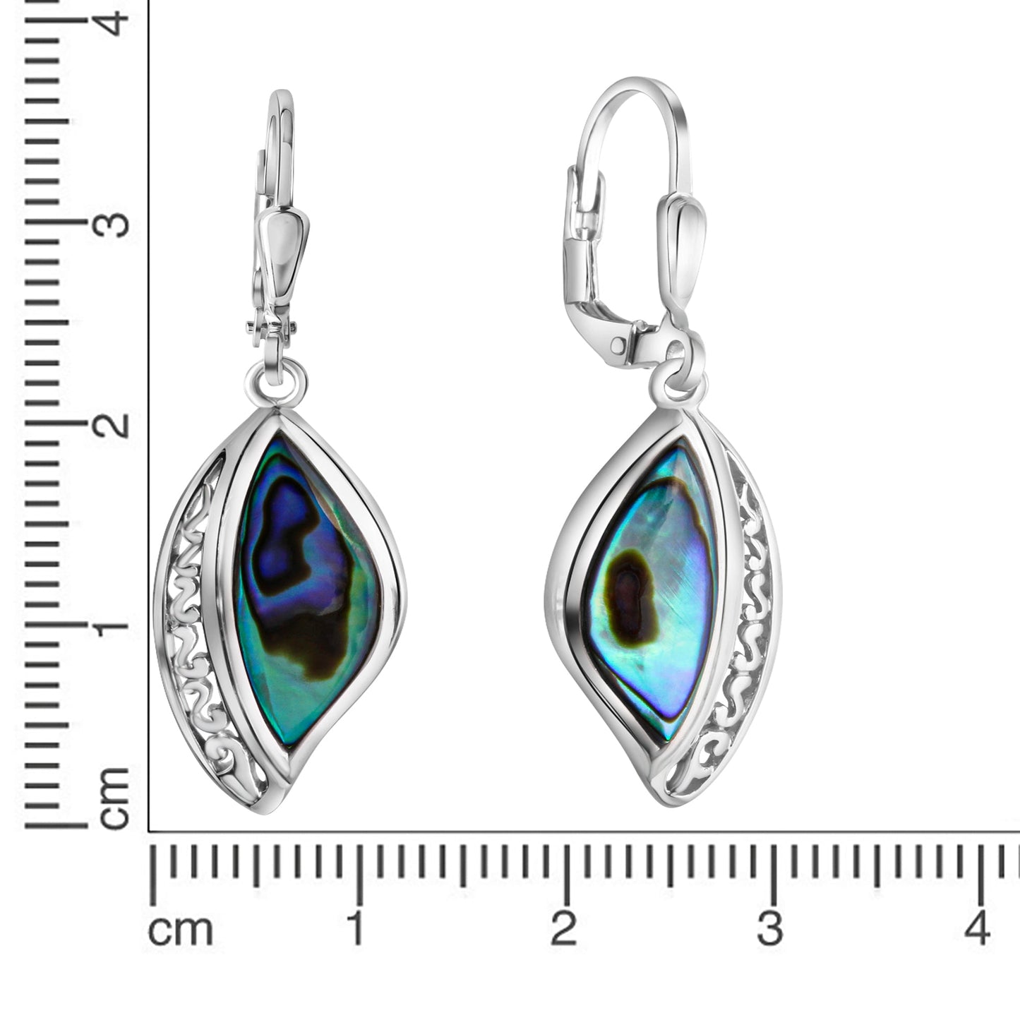 Ohrhänger 925/- Sterling Silber rhodiniert 4,0cm Abalone