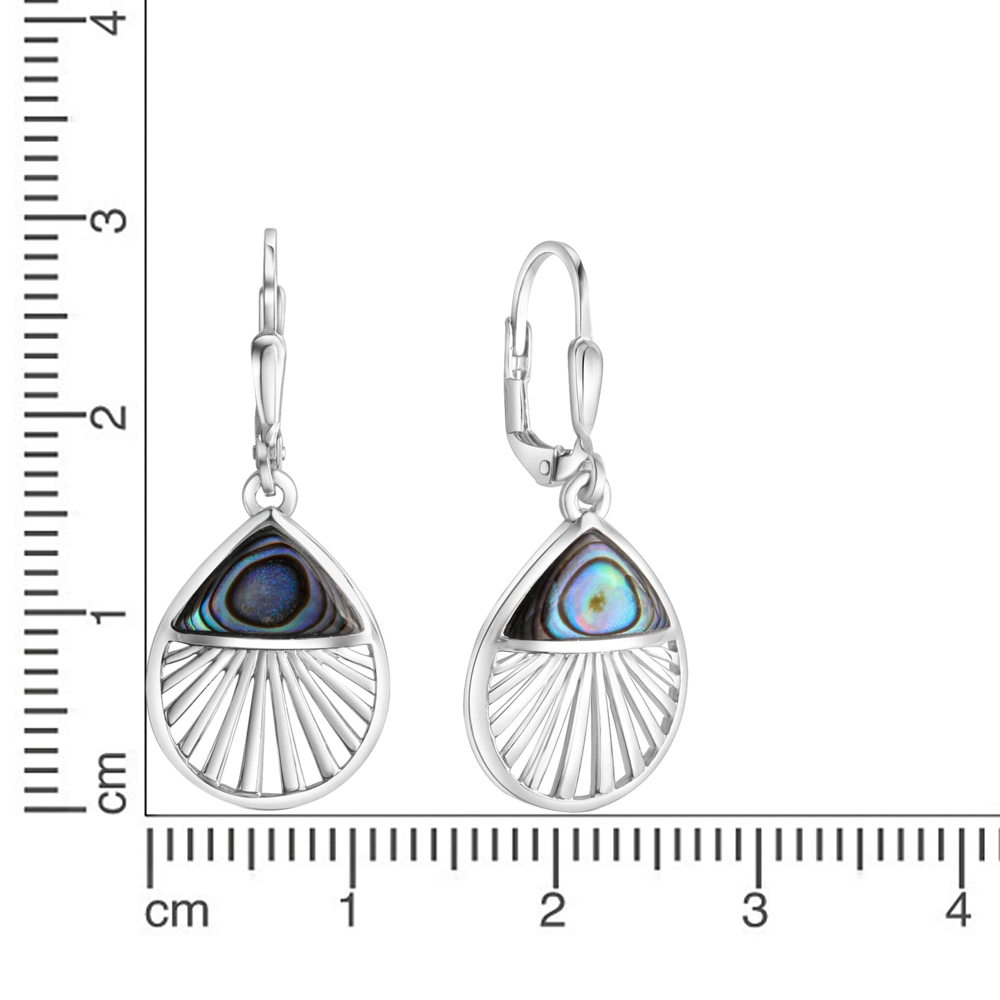 Ohrhänger 925/- Sterling Silber rhodiniert 3,5cm Abalone