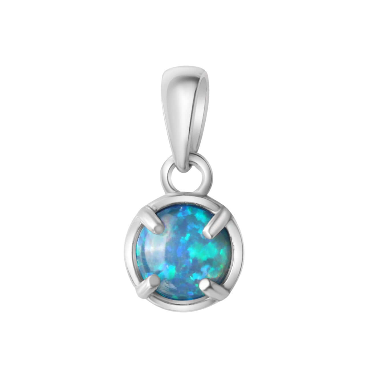 Schmuck Halsketten-Anhänger Damen 925er Sterling Silber rhodiniert synth.Opal blau 1,4cm günstig kaufen