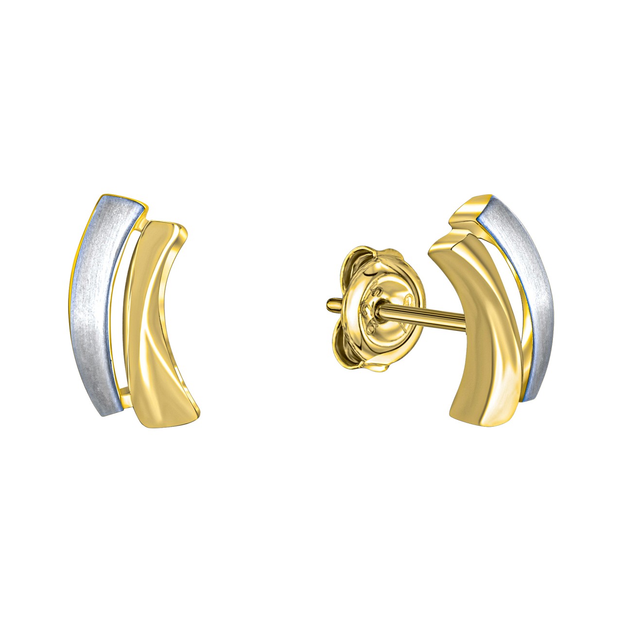 Schmuck Ohrstecker Damen 585er Gelbgold bicolor glanz/matt 1,0cm, 1 Paar günstig kaufen