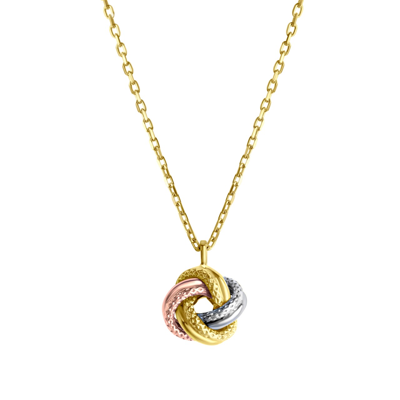 Schmuck Halsketten-Anhänger mit Halskette Damen 585er Gelbgold tricolor strukturiert 45cm günstig kaufen