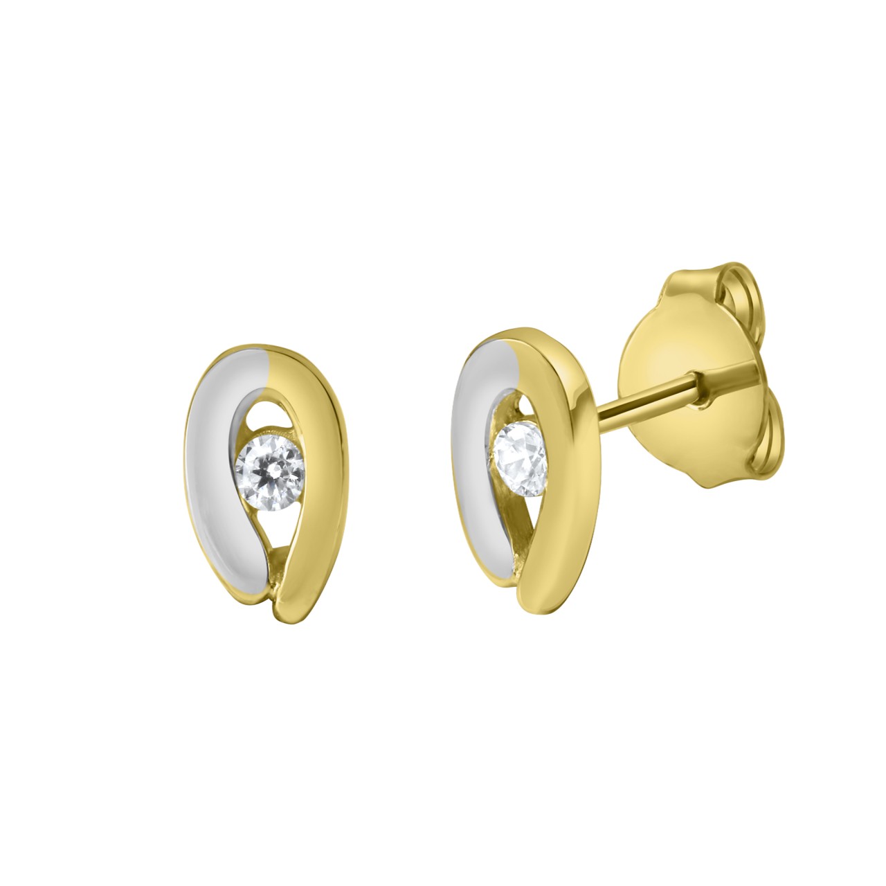 Schmuck Ohrstecker Damen 375er Gelbgold bicolor Zirkonia 0,7cm, 1 Paar günstig kaufen