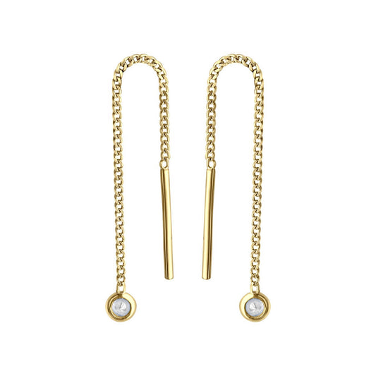 Schmuck Durchzieh-Ohrringe 333er Gelbgold Zirkonia 5,5cm, 1 Paar günstig kaufen