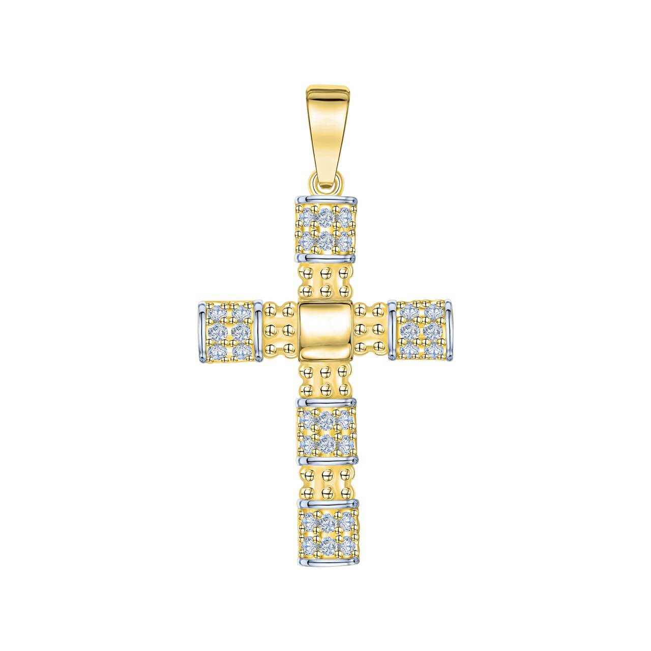 Schmuck Halsketten-Anhänger Damen 375er Gelbgold bicolor Zirkonia Kreuz 2,9cm günstig kaufen