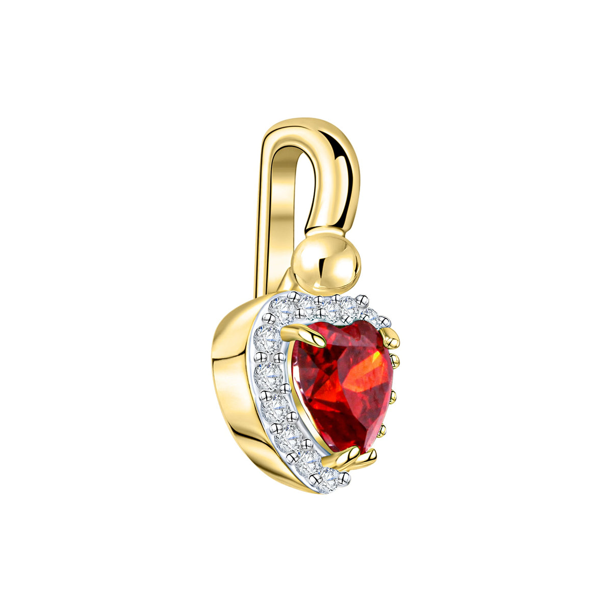 Anhänger aus 375/- Gelbgold bicolor mit roten und weißen Zirkonia