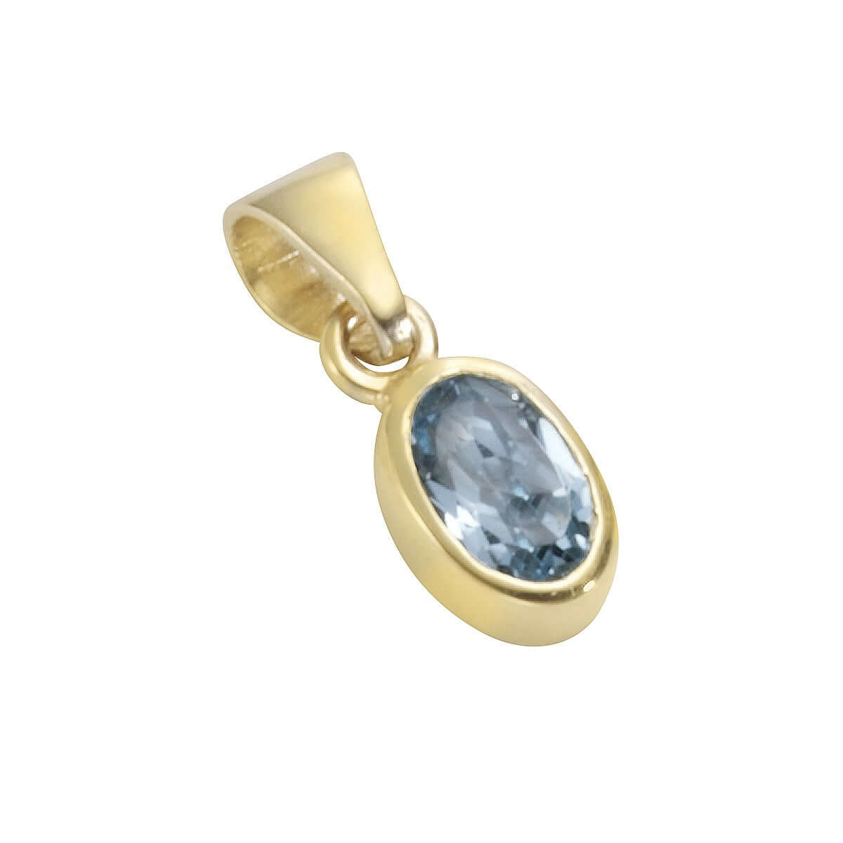 Schmuck Halsketten-Anhänger Damen 585er Gelbgold glanz Blautopas 1,3cm günstig kaufen