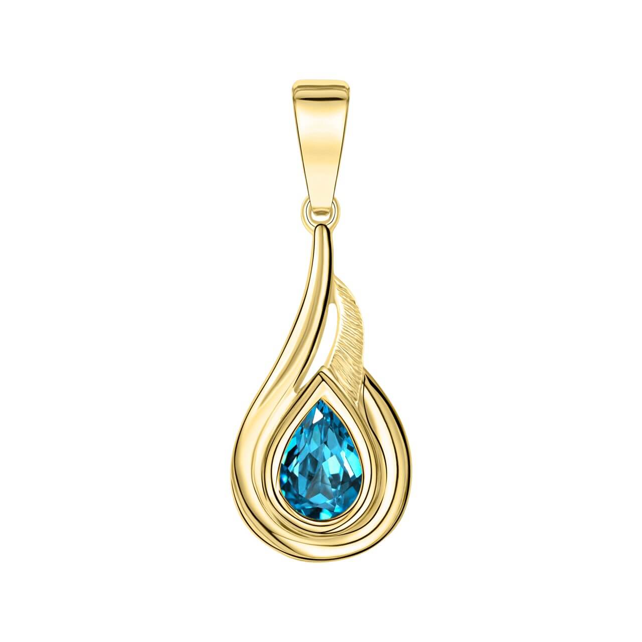 Schmuck Halsketten-Anhänger Damen 375er Gelbgold glanz Blautopas 2,8cm günstig kaufen