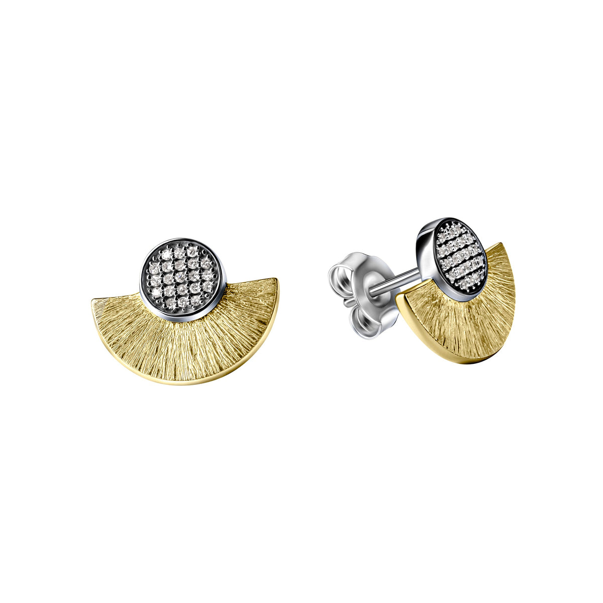 Ohrstecker 375/- Gold rhodiniert (teil) 1,0cm Diamant 0,08ct.