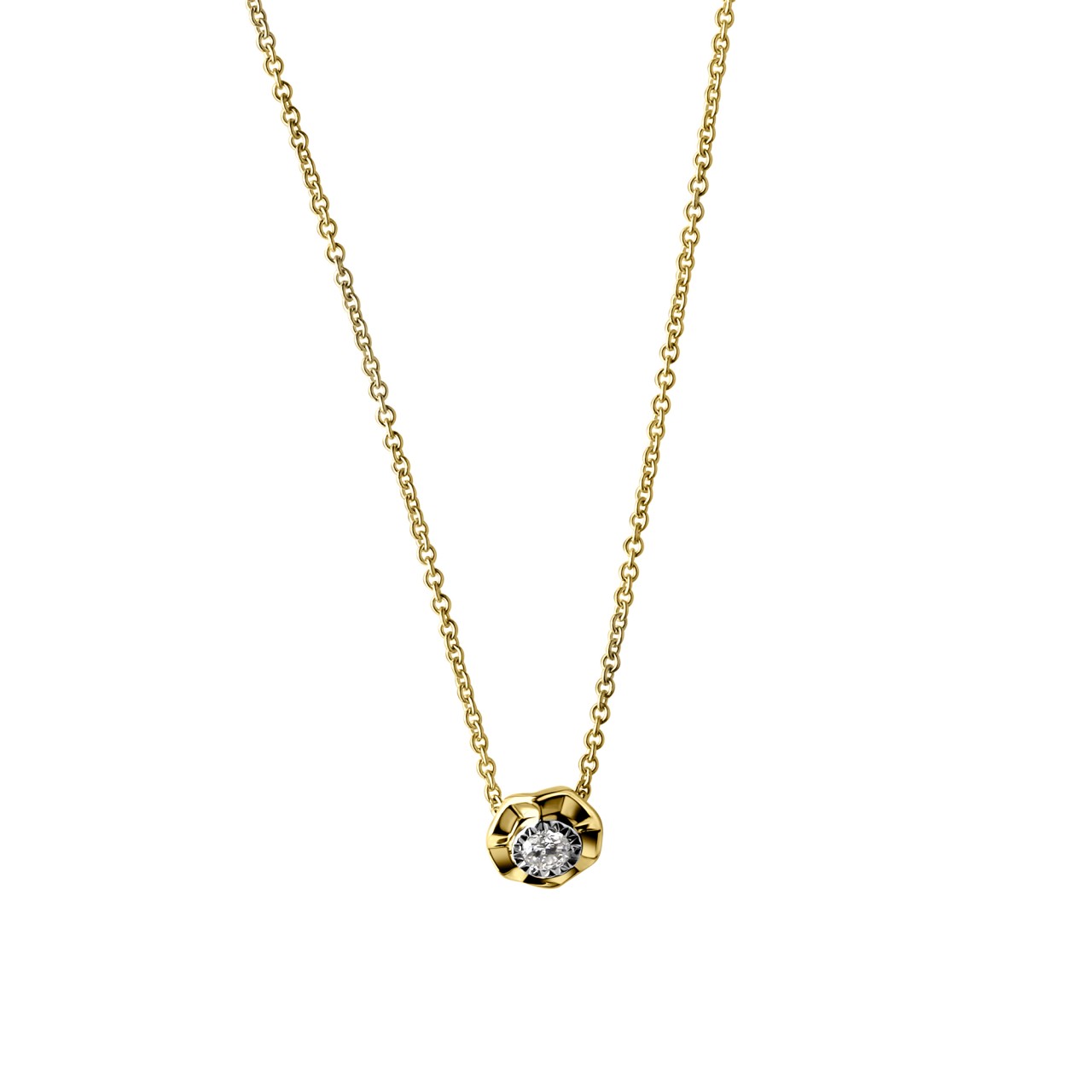 Schmuck Diamant-Halsketten-Anhänger mit Halskette Damen 585er Gelbgold bicolor mit Brillant 42+3cm günstig kaufen