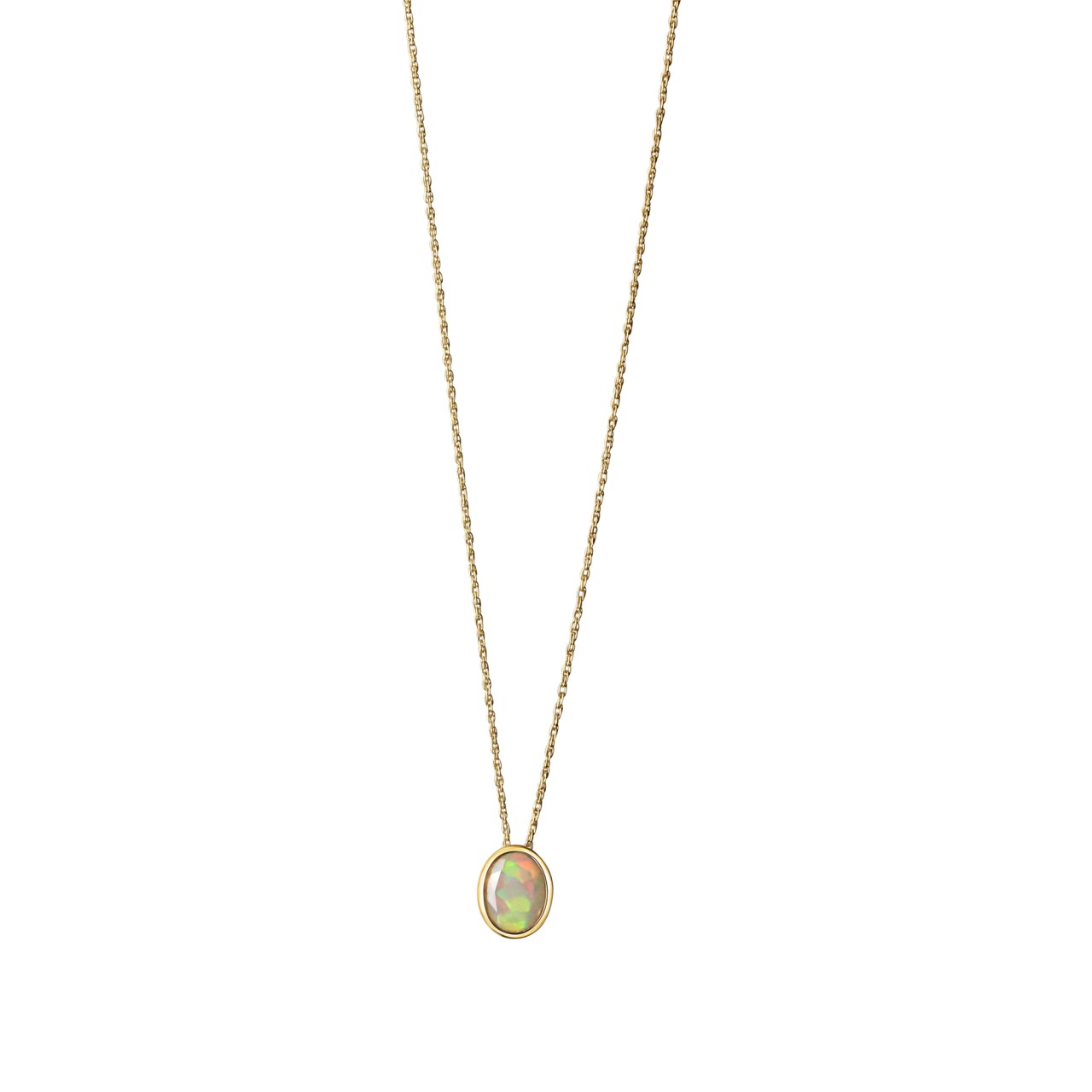 Schmuck Halsketten-Anhänger mit Halskette Damen 585er Gelbgold glanz oval Opal 46cm günstig kaufen