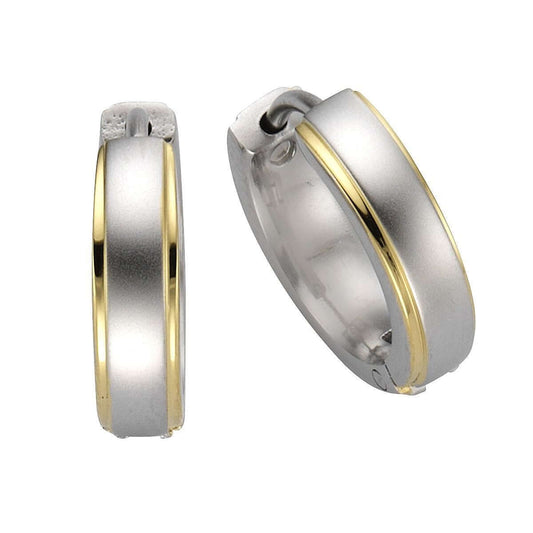 Schmuck Klappcreolen Ohrringe Damen Edelstahl teils vergoldet glanz/matt 1,5cm, 1 Paar günstig kaufen