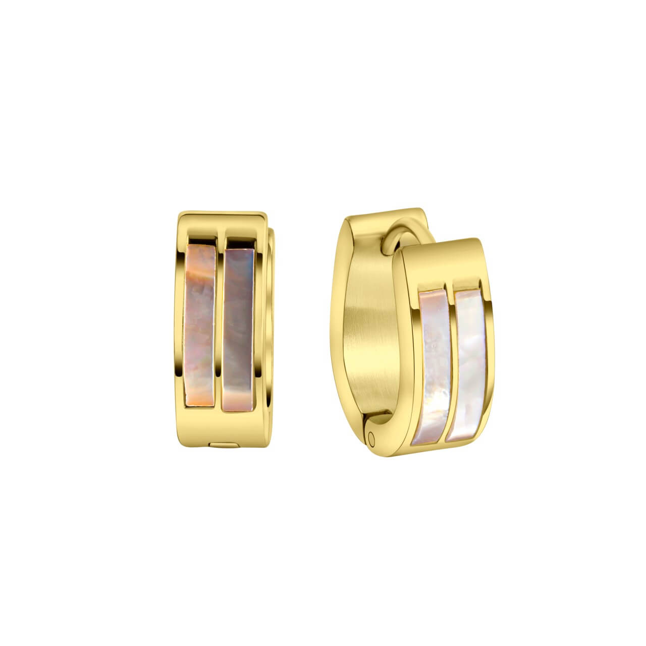 Schmuck Klappcreolen Ohrringe Damen Edelstahl vergoldet mit Perlmutt 1,5cm, 1 Paar günstig kaufen