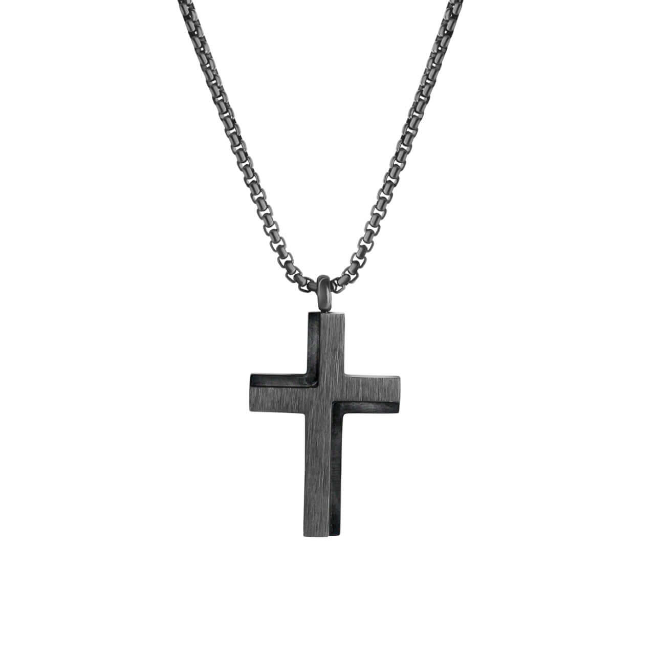 Schmuck Halsketten-Anhänger mit Halskette Damen Edelstahl IP schwarz Halsketten-Anhänger Kreuz 55cm günstig kaufen