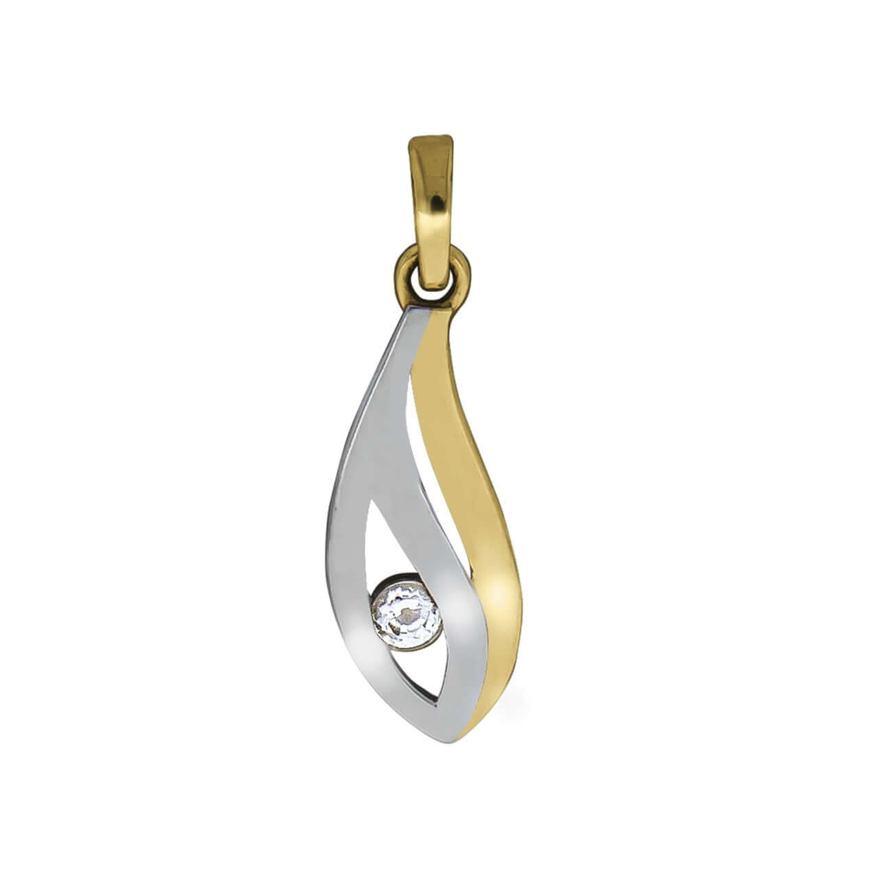 Schmuck Halsketten-Anhänger Damen 375er Gelbgold bicolor Zirkonia 2,1cm günstig kaufen