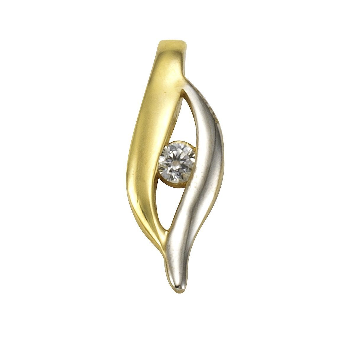 Schmuck Halsketten-Anhänger Damen 375er Gelbgold bicolor Zirkonia 2,0cm günstig kaufen