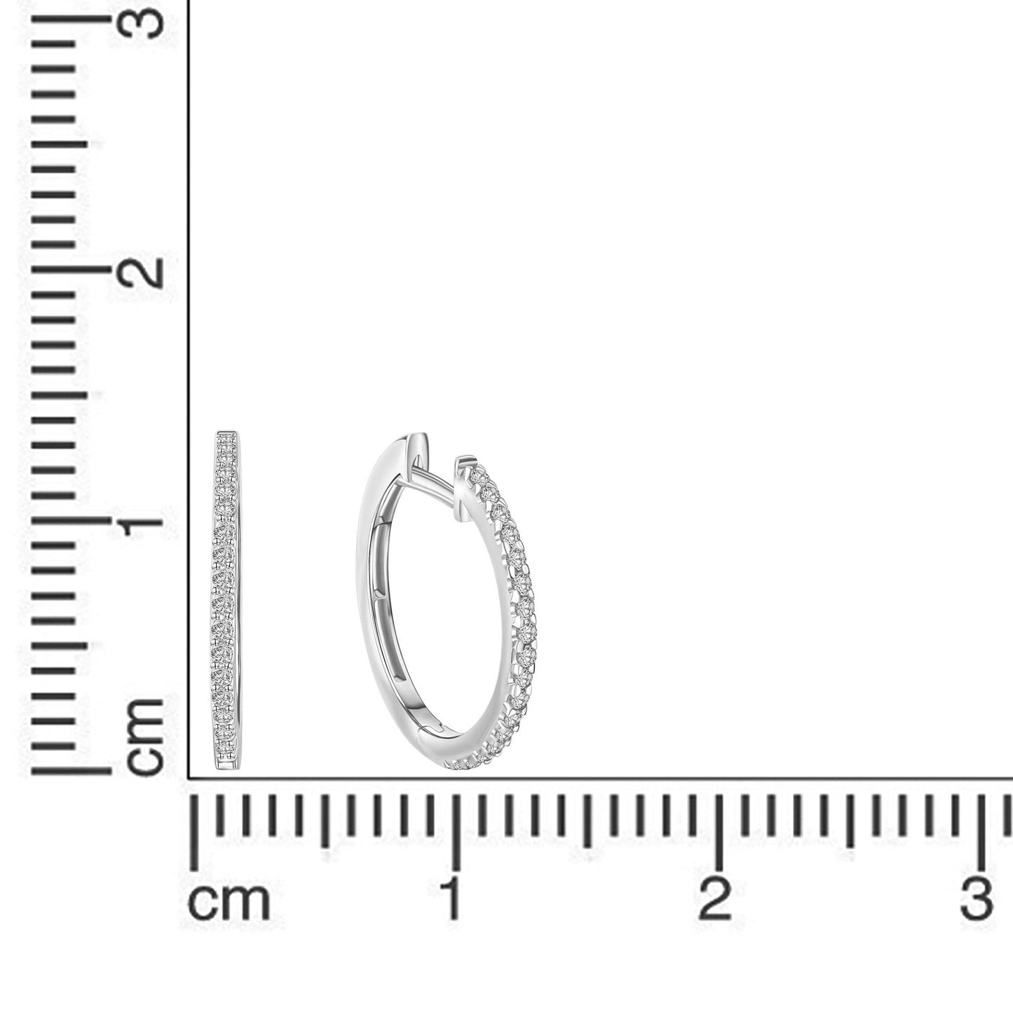 Klappcreolen 585/- Gold rhodiniert 1,7cm Zirkonia